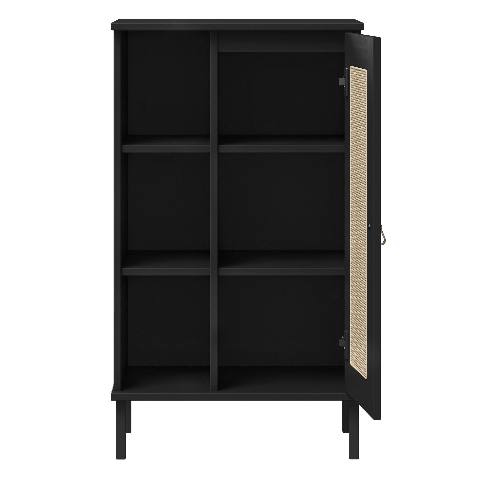 G+K Möbelvertriebs GmbH Badkommode 1 Tür, 4 Böden, Kiefer massiv schwarz lackiert - 52x90x32 (BxHxT)