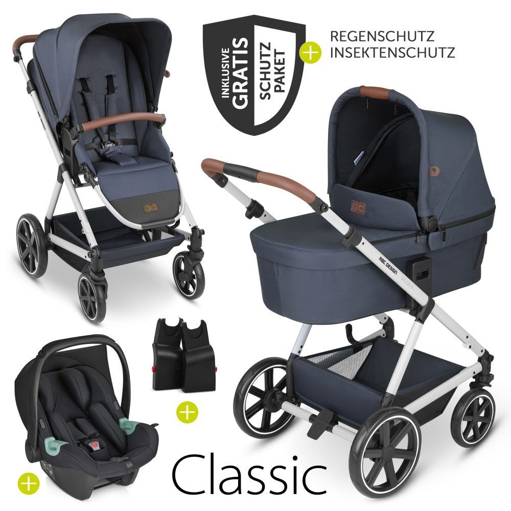 - Vicon Babyschale Lake, ABC - mit Kombi-Kinderwagen Classic - (9-tlg), Set Tulip, Edition 4 Babywanne, Kinderwagen 3in1 Design Regenschutz Buggy Set