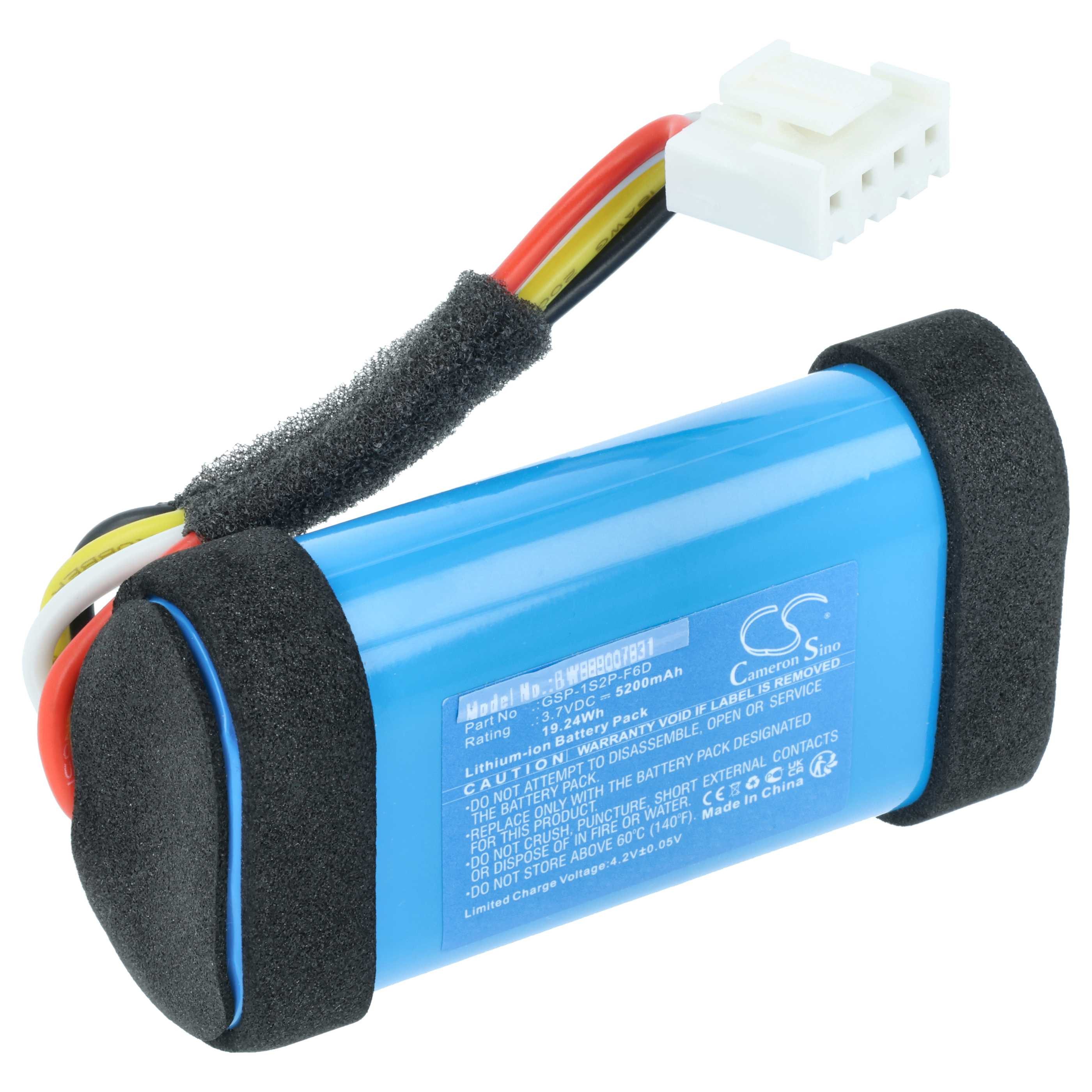 vhbw Akku Ersatz für JBL GSP-1S2P-F6D für Lautsprecher (5200 mAh, 3,7 V, Akku Akku Li-Ion 5200 mAh (3,7 V, 1 St), Leistungsfähiger Austausch-Akku für Outdoor Lautsprecher