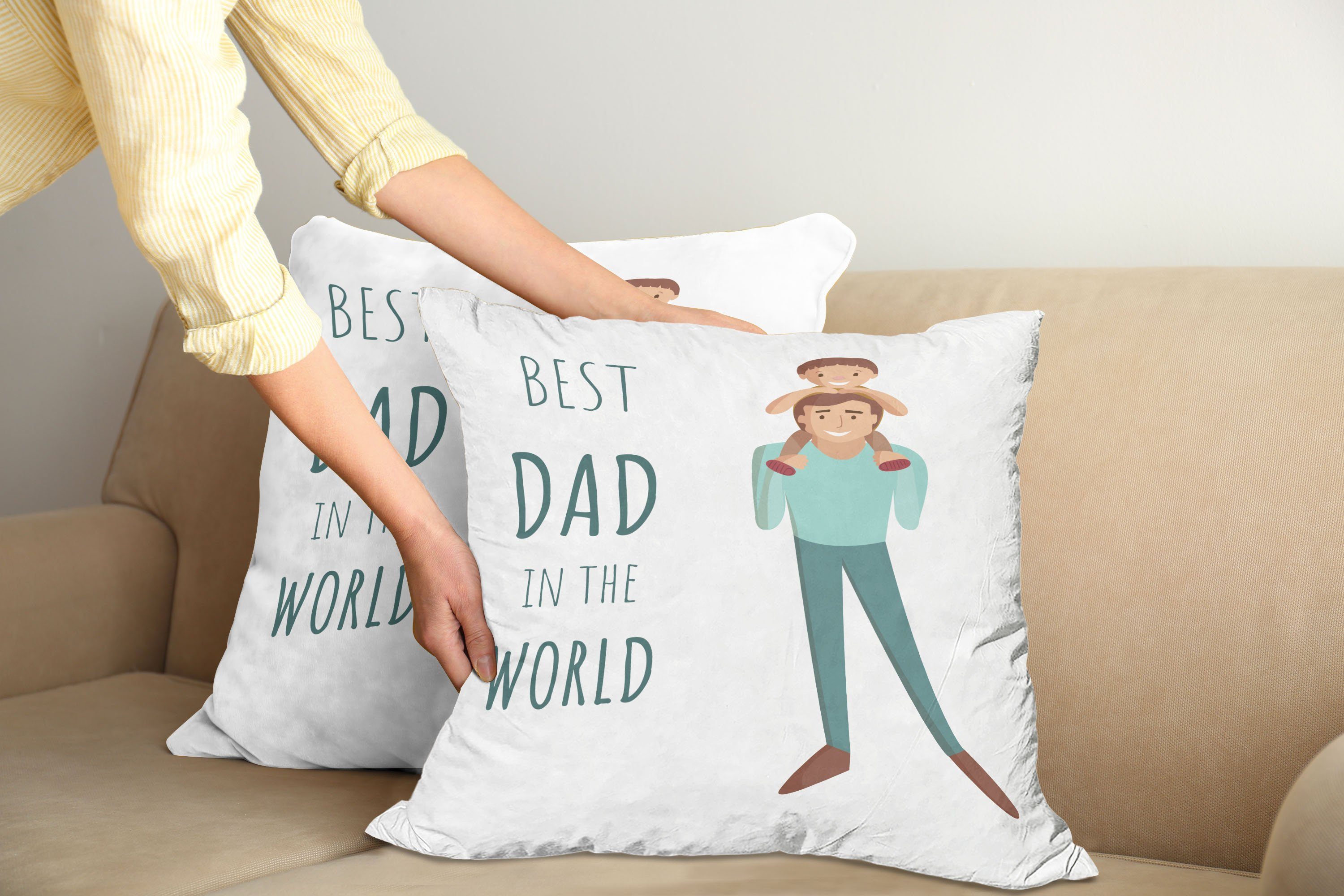Modern Abakuhaus Stück), Kissenbezüge mit Digitaldruck, Mann seinen Kindern Doppelseitiger Accent Vatertag (2