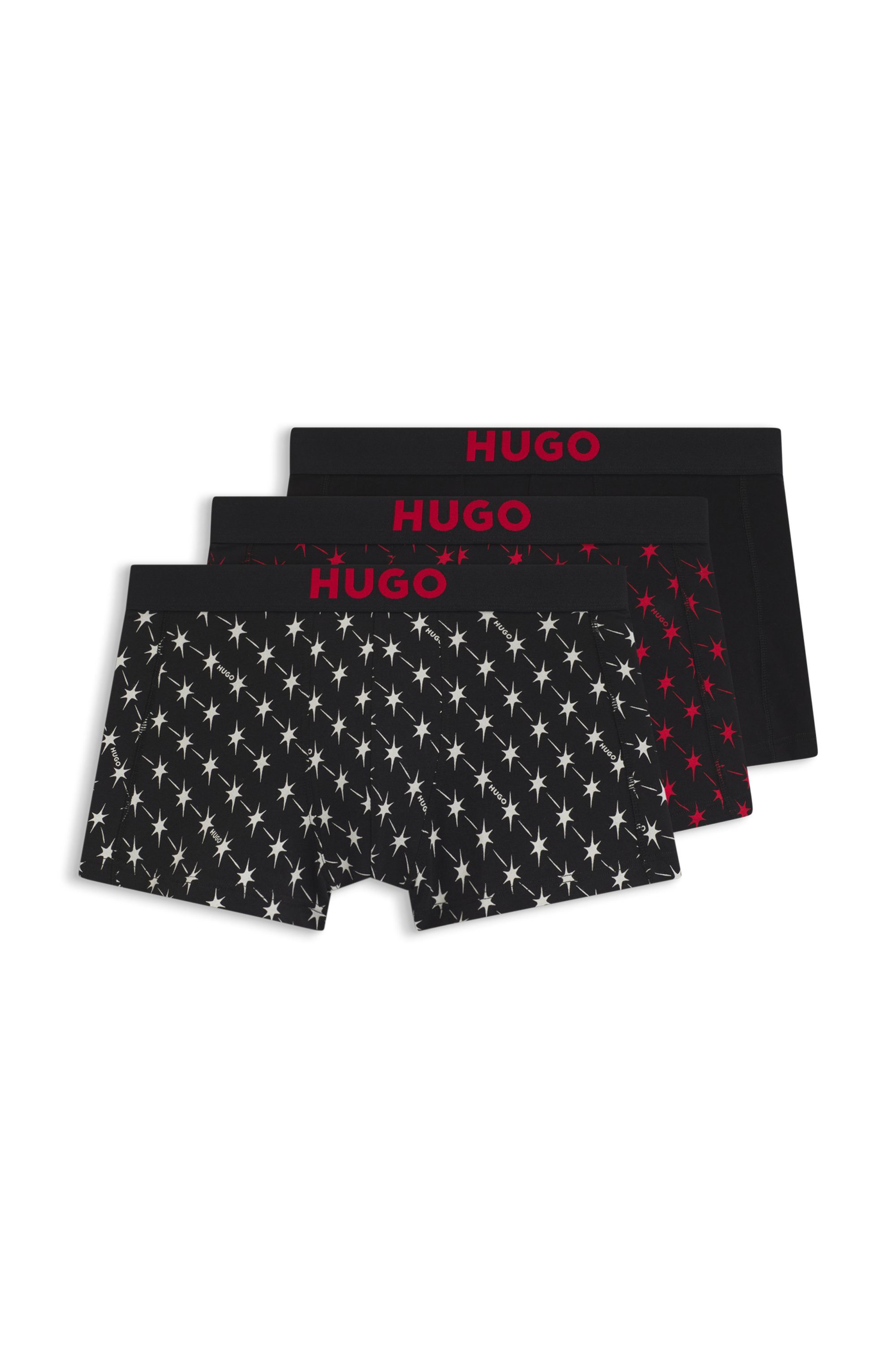 HUGO Trunk TRIPLET GIFT SET (3-St) aus Stretch-Baumwolle mit kurzem Bein und Logo-Bund