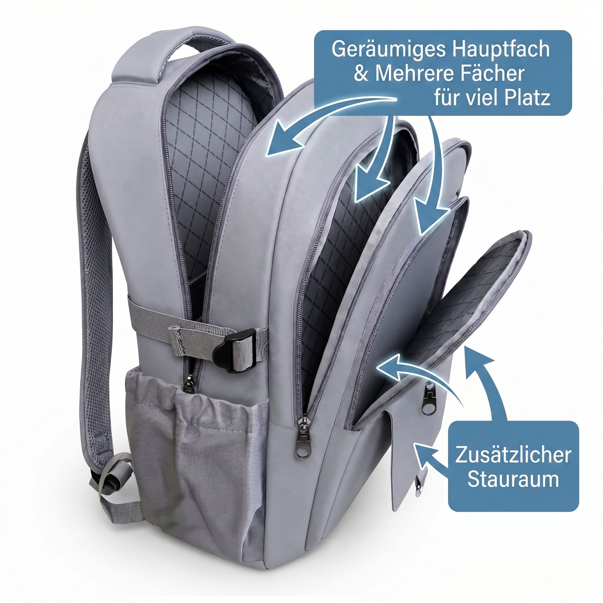 HELLSER Laptoprucksack Unisex Cityrucksack Laptop 15,6 Zoll – 25L Kompakt & Modern 43x28x18cm, für Schule, Uni, Alltag & als Handgepäck – versteckte Tasche hinten