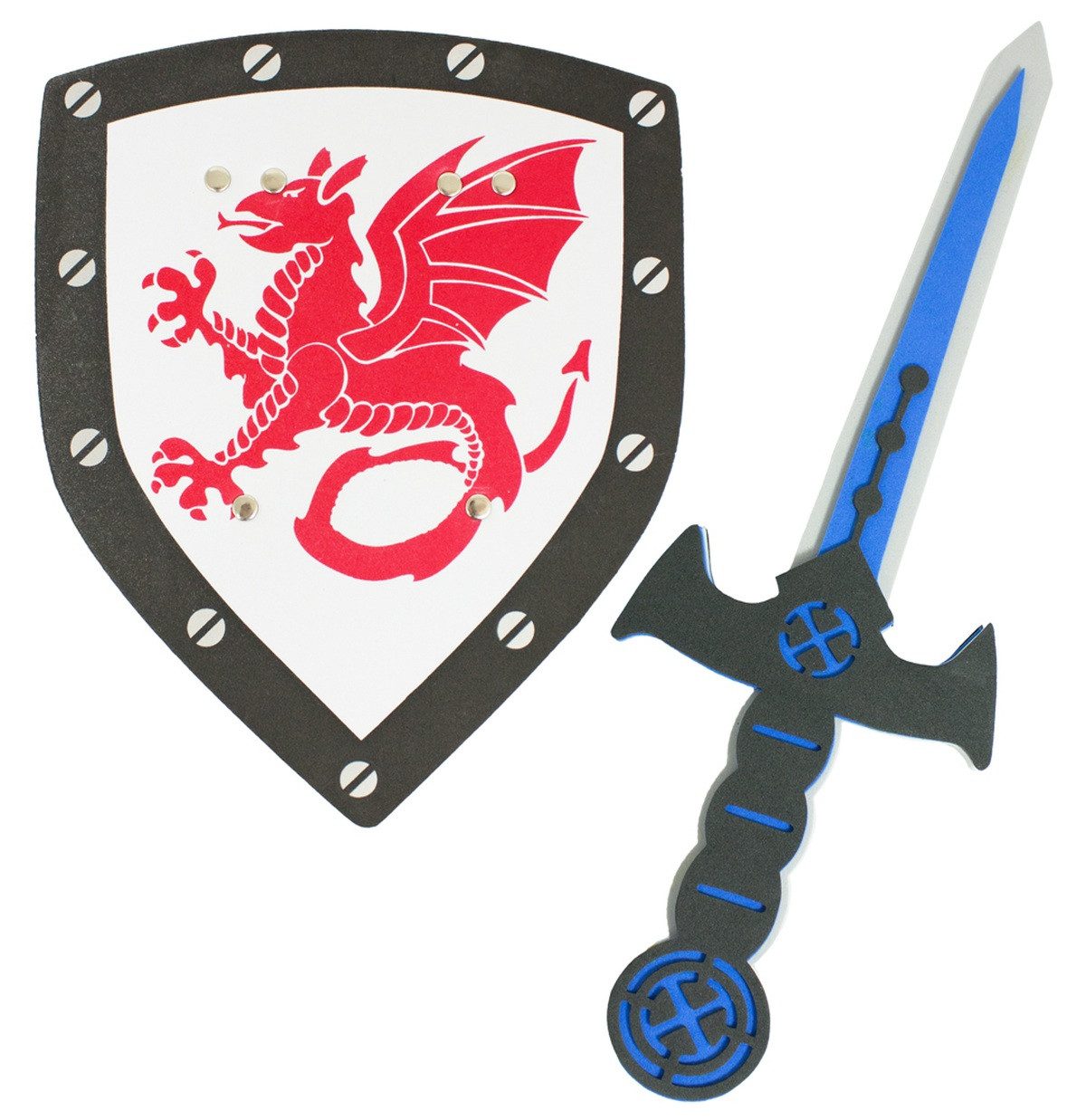Das Kostümland Blaster Ritter Schwert und Schild aus Schaumstoff, Rot