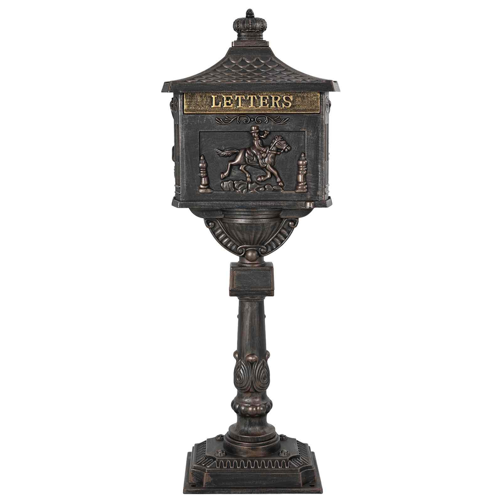 vidaXL Briefkasten Stehender Briefkasten Bronze 42,5 x 29,5 x 117 cm Gussaluminium (1-St)