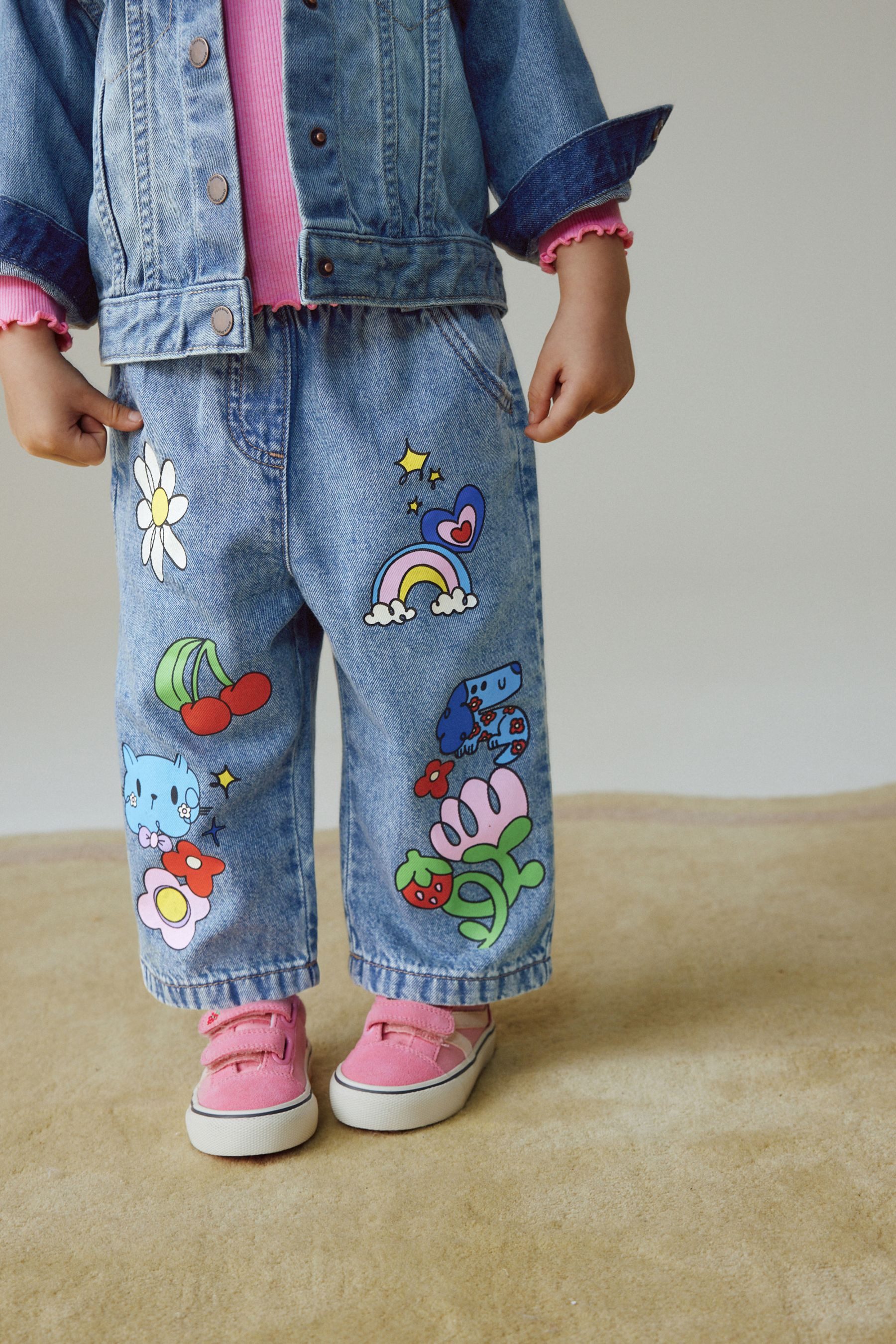 Next Dehnbund-Jeans Jeans mit Doodle-Print (1-tlg)