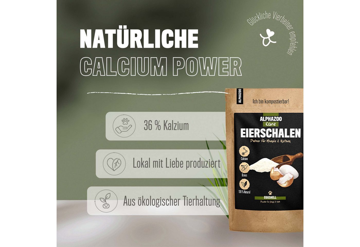 Thumbnail - ALPHAZOO Fellpflege ALPHAZOO Eierschalen Pulver 250g I Hunde Katzen, (1-St), Calcium Barf Zusatz I Natürlich Barfen für ...