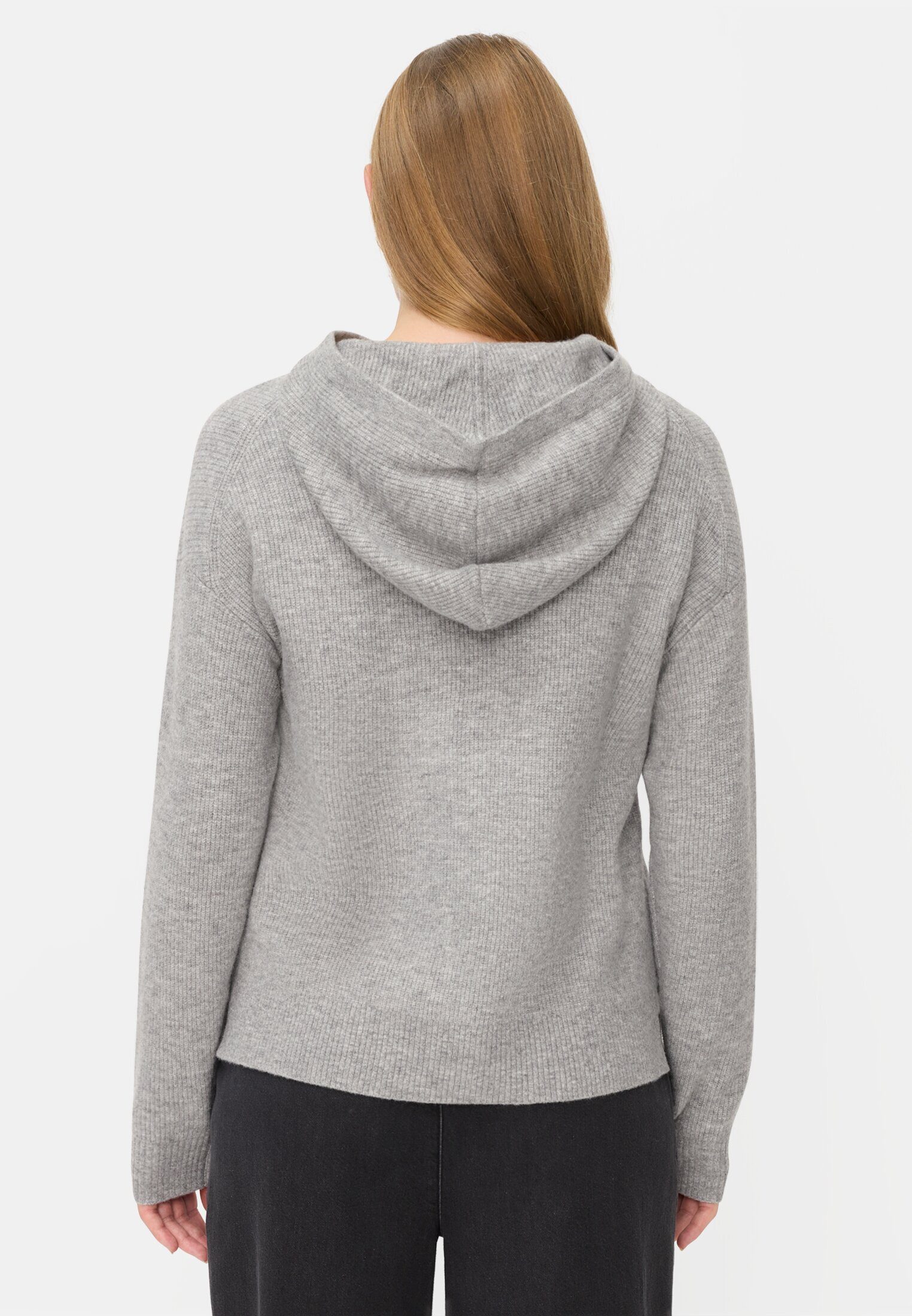 camel active Strickpullover mit Kapuze Langarm Markenlogo