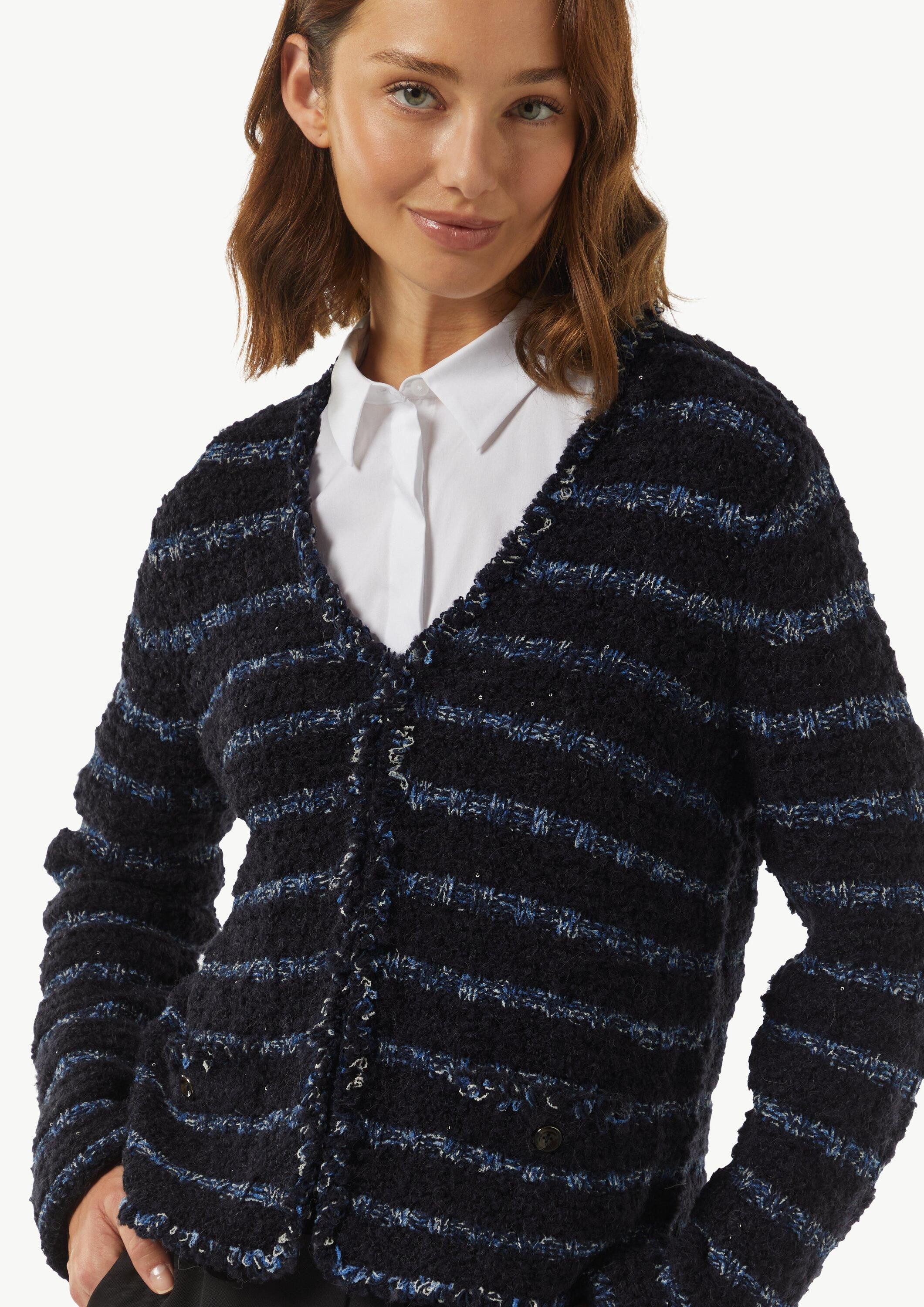 comma Cardigan Strickjacke Strickjacke aus Effektgarn mit Fransen