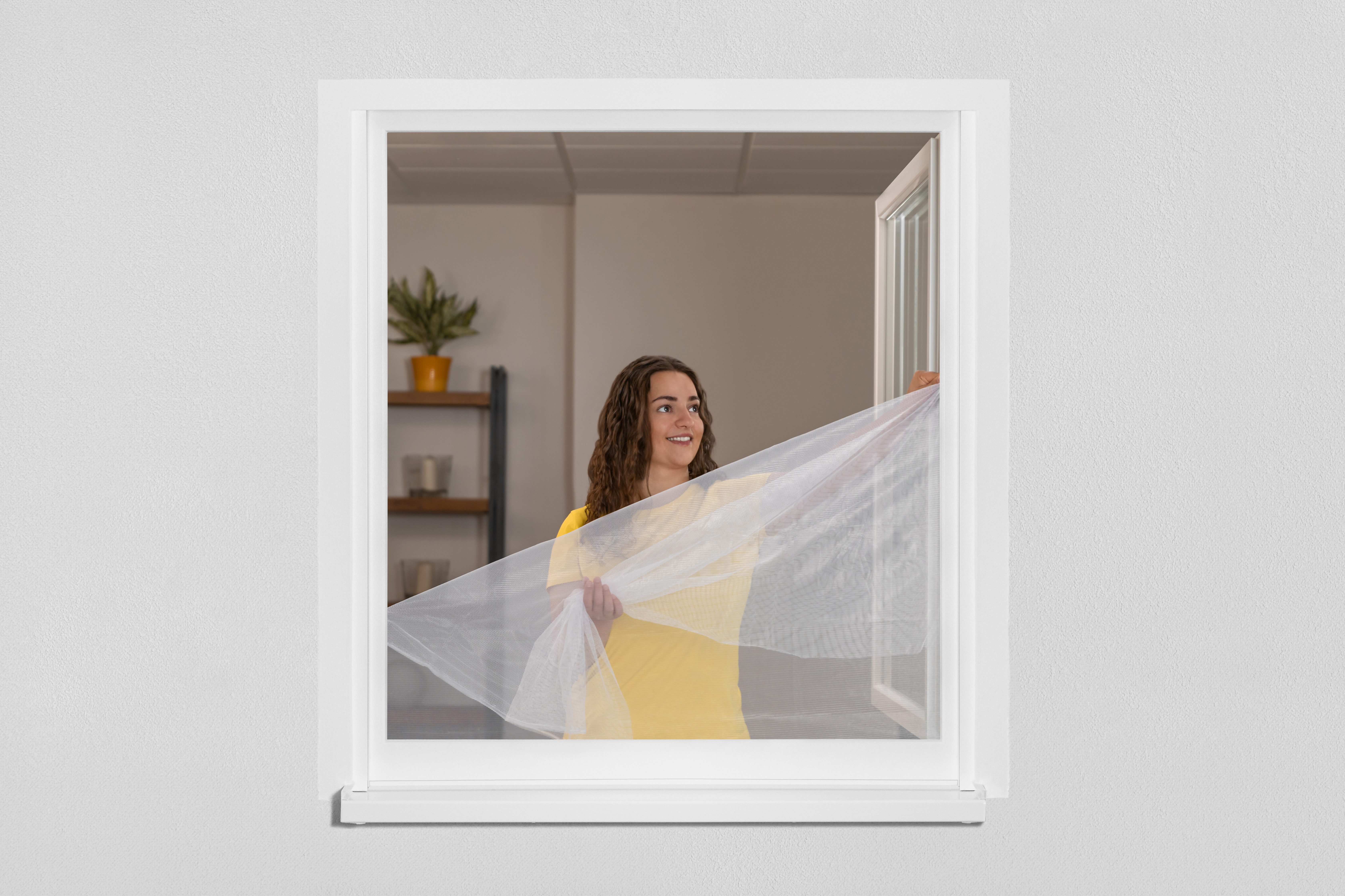 SCHELLENBERG Fliegengitter-Gewebe für Fenster ohne bohren, (Set, 3-St), Insektenschutz mit Klettband, 100 x 130 cm, anthrazit und weiß – Bild 5 von 5