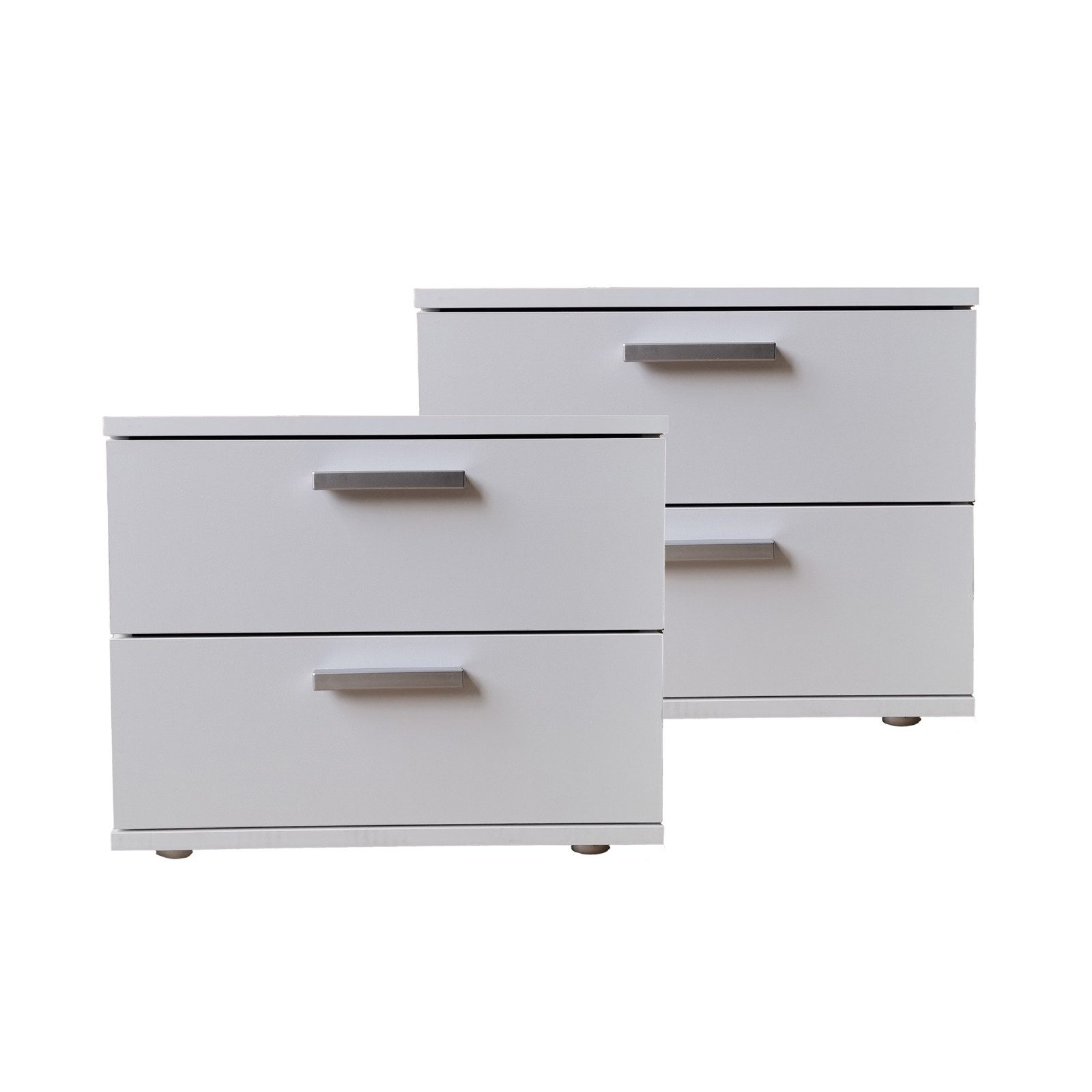 Nachtschrank Nachtschrank 2er Set Weiß Nina