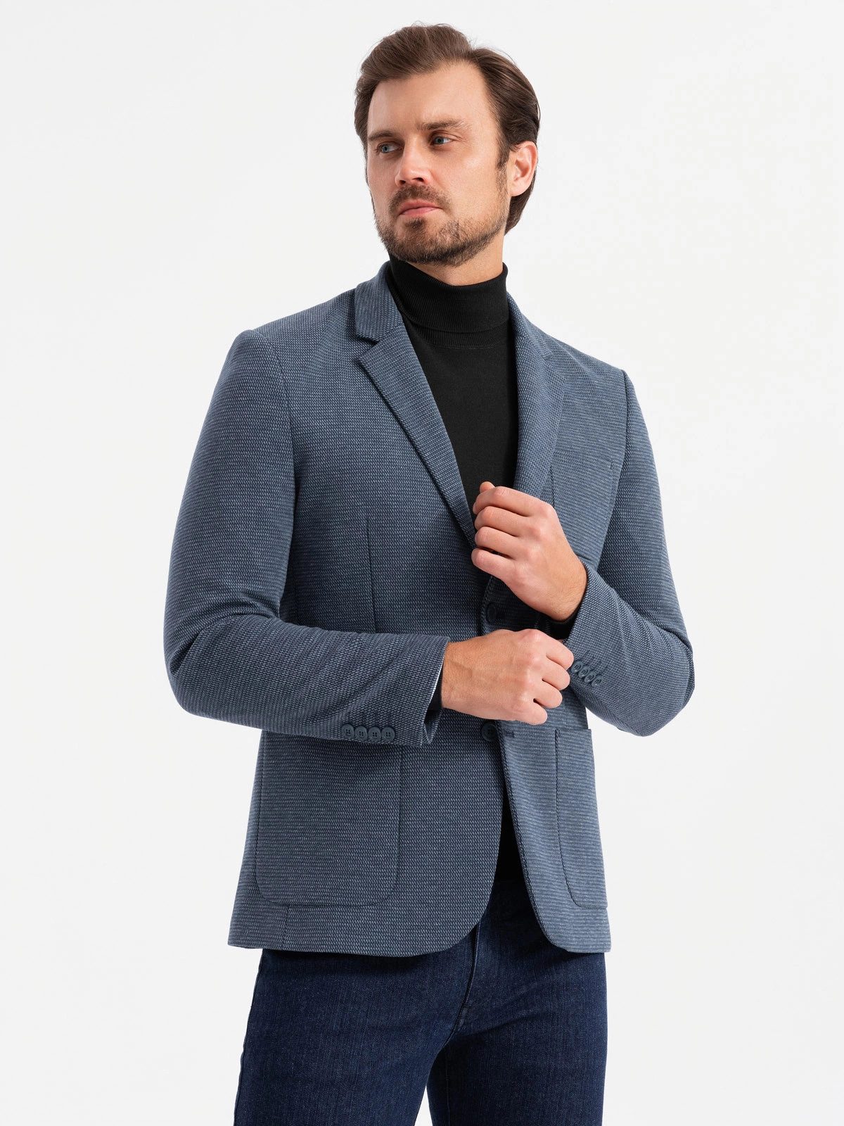 Jerseysakko Eleganter strukturierter Herren-Strickblazer in Passform