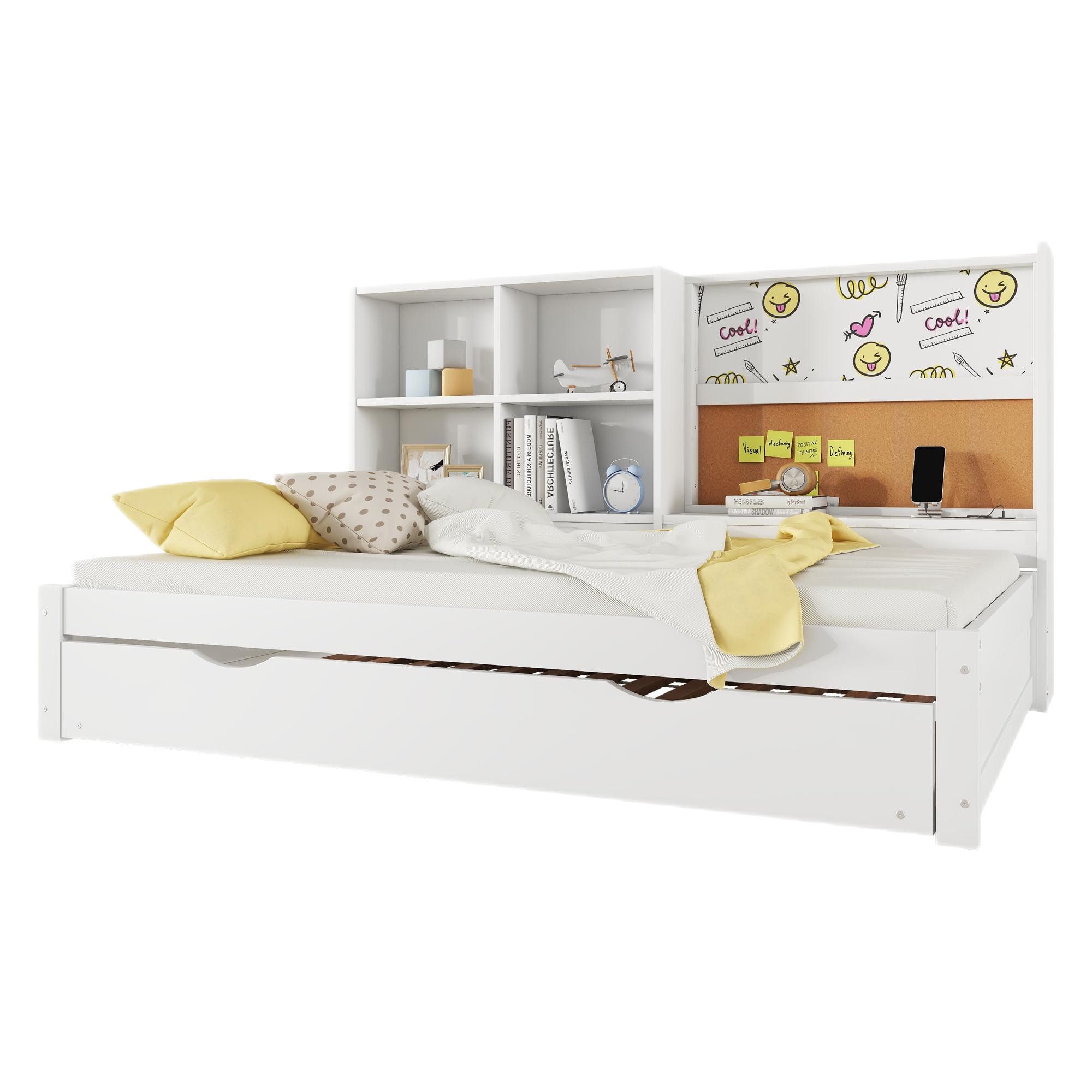 Ulife Kinderbett Schlafsofa mit ausziehbarem Bett,usb-Ladeanschluss, günstig online kaufen