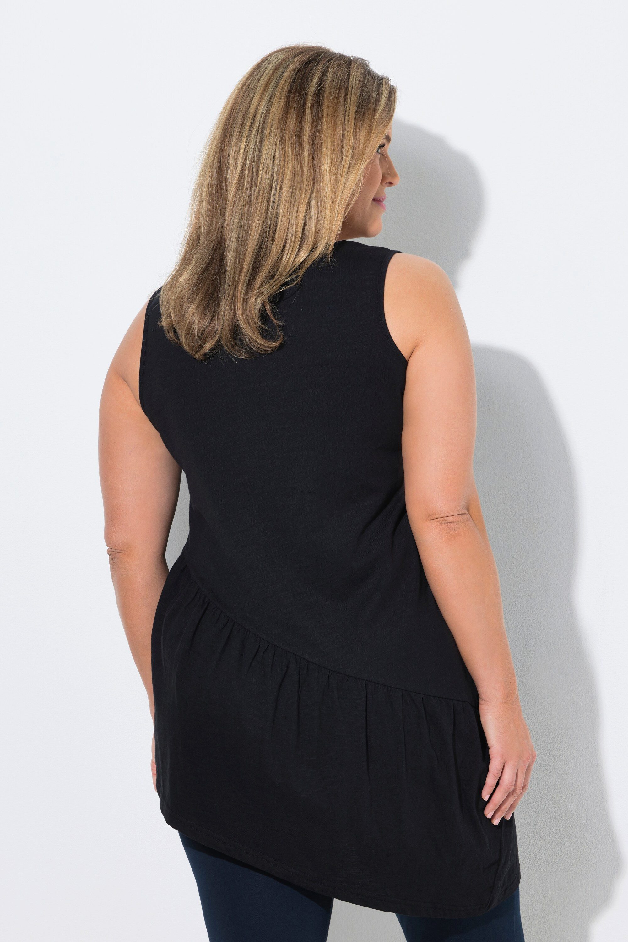 Ulla Popken Longshirt Longtop Volant A-Linie Rundhals ärmellos