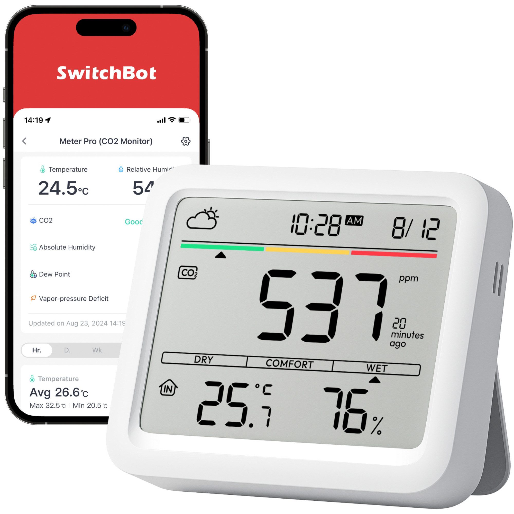 SwitchBot SwitchBot Meter Pro CO2, CO2-Messgerät Rauchmelder