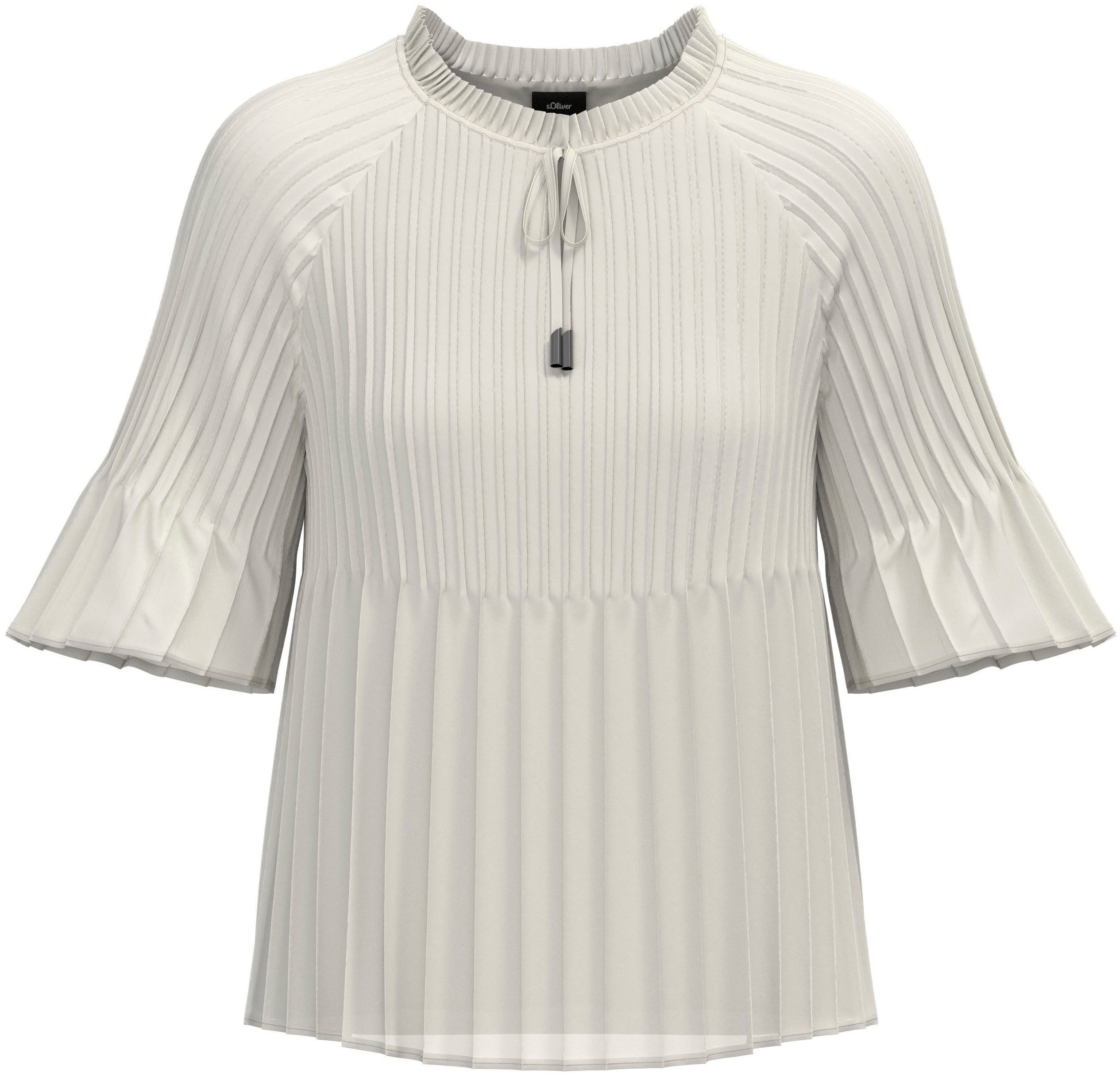 s.Oliver BLACK LABEL Plisseebluse leicht ausgestellte 3/4-Ärmel, mit Schlei günstig online kaufen