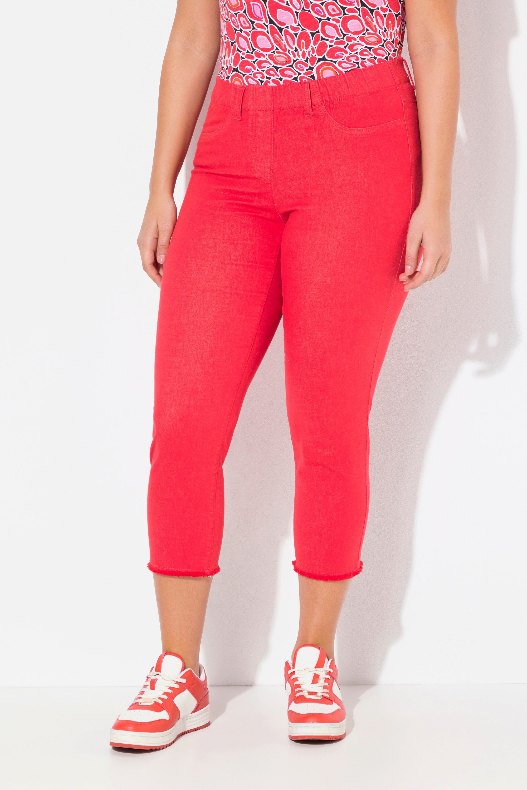 Ulla Popken 7/8-Hose 7/8-Hose Sienna Fransensaum schmales Bein günstig online kaufen