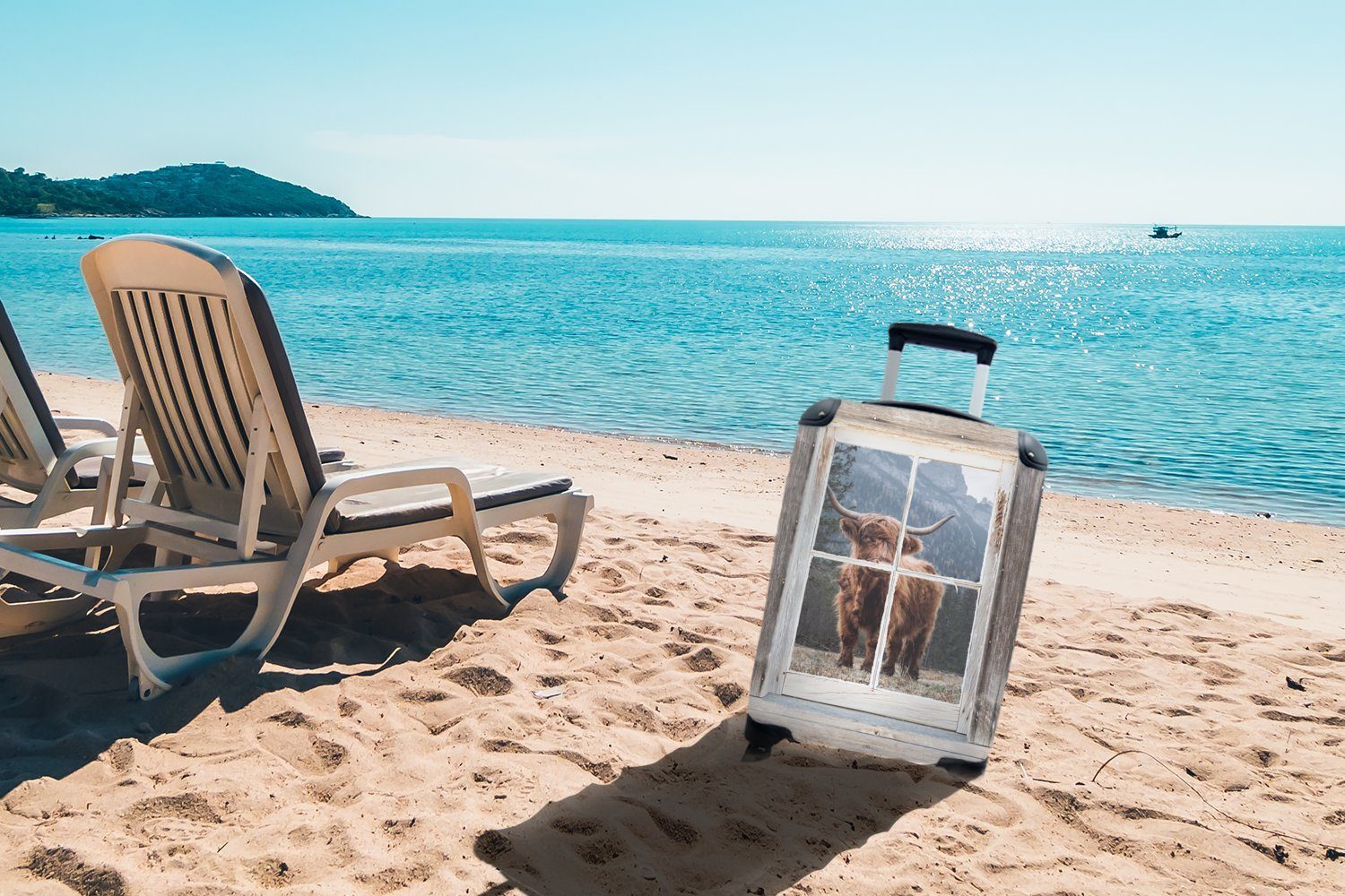 Highlander Ferien, rollen, mit Handgepäckkoffer Schottischer Bäume, Reisetasche Trolley, MuchoWow Aussicht - - für Rollen, Handgepäck Berg 4 - Reisekoffer