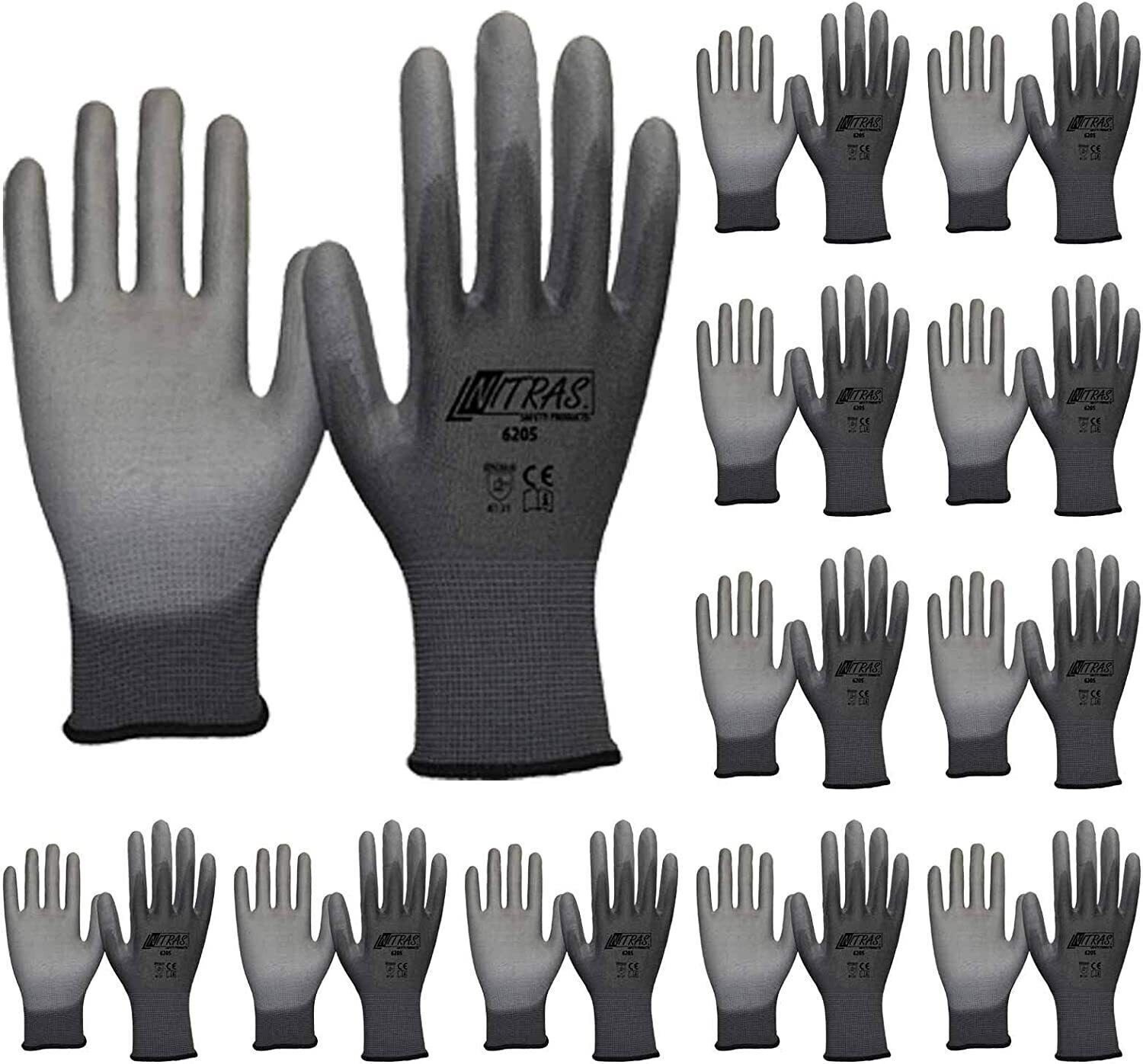 Nitras Gartenhandschuhe Nylon Strickhandschuh grau PU-Beschichtung günstig online kaufen