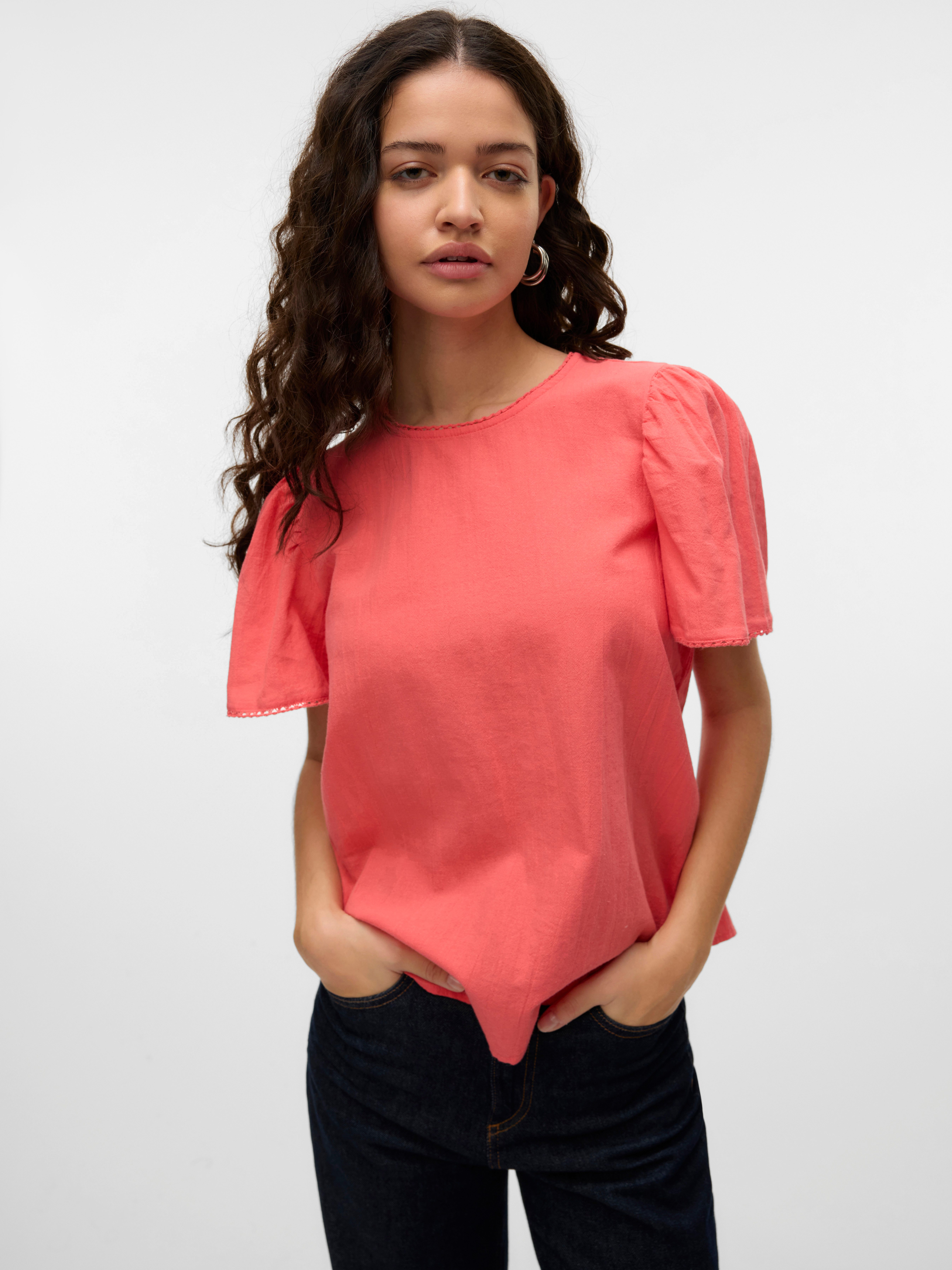 Vero Moda Kurzarmbluse VMPRETTY SS TOP WVN GA NOOS günstig online kaufen