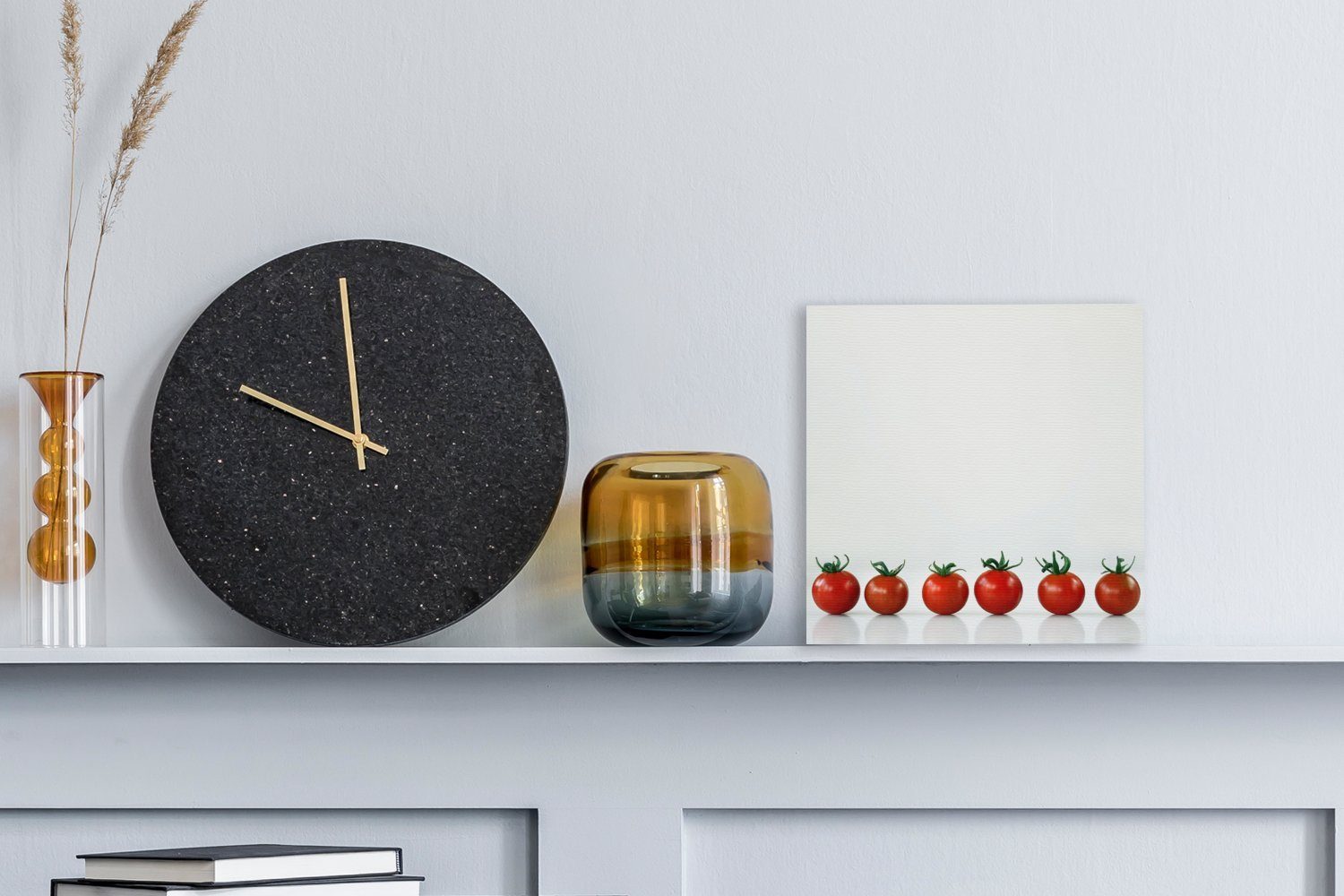 OneMillionCanvasses® Leinwandbild Wohnzimmer Schlafzimmer weißem Bilder Tomaten (1 für Reihe Kleine mit Leinwand St), einer Hintergrund, in