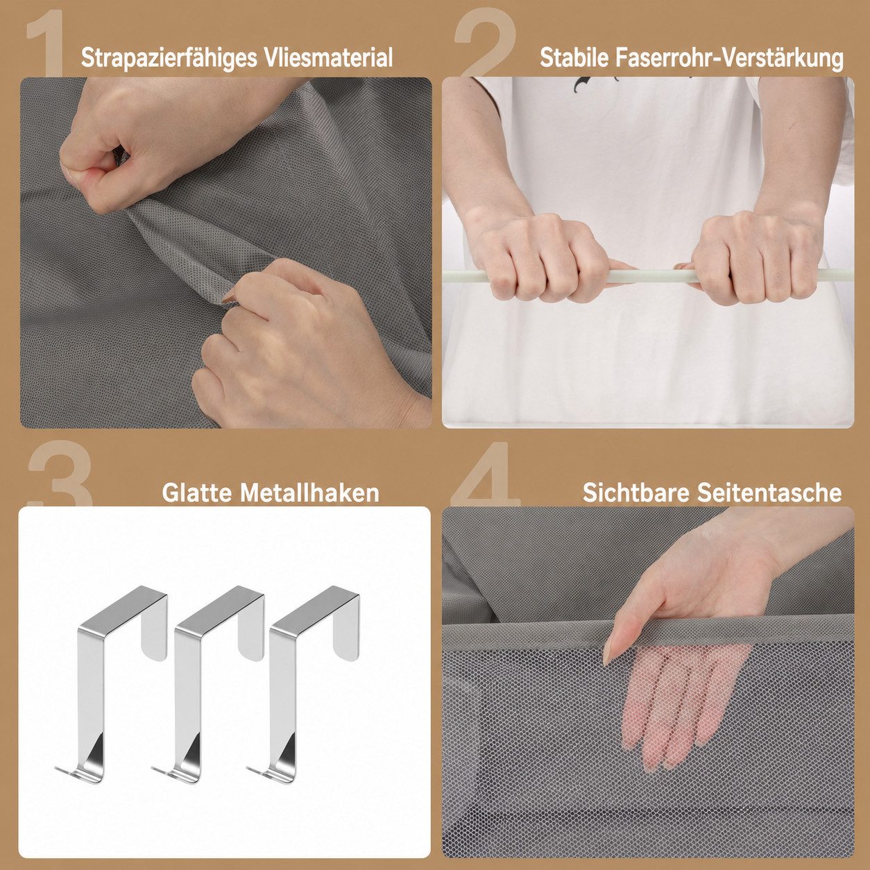 Diwzbyn Schuhregal Schuhorganizer Türhängend, 16–24 Paar mit Aufbewahrungstaschen, Platzsparende Aufbewahrung für Schuhe, Accessoires & mehr – Bild 4 von 5