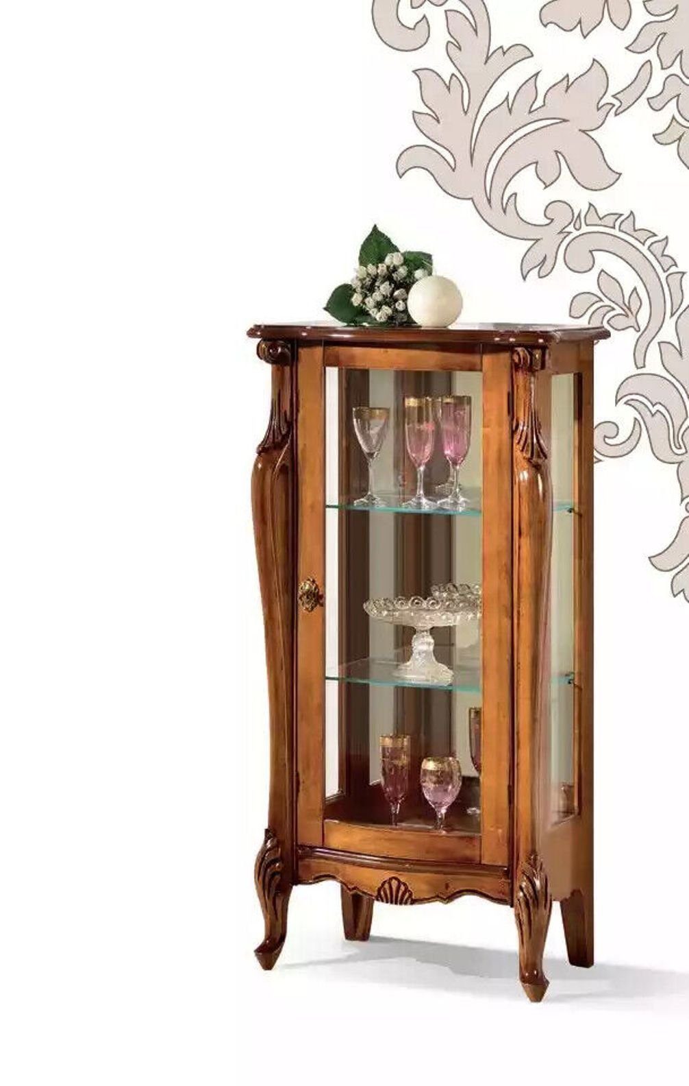 JVmoebel Vitrine Klassische Braune Holzmöbel Glastür Wohnzimmer Möbel (1-St., Vitrine) Made in Europa | Vitrinenschränke