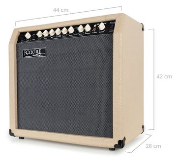 Rocktile AA-30 Eric Akustikverstärker Verstärker (Anzahl Kanäle: 2 (Mikrofon und Gitarre), 30 W, Comboverstärker - 4-Band EQ - Reverb-Effekt für Gesang und Gitarre)