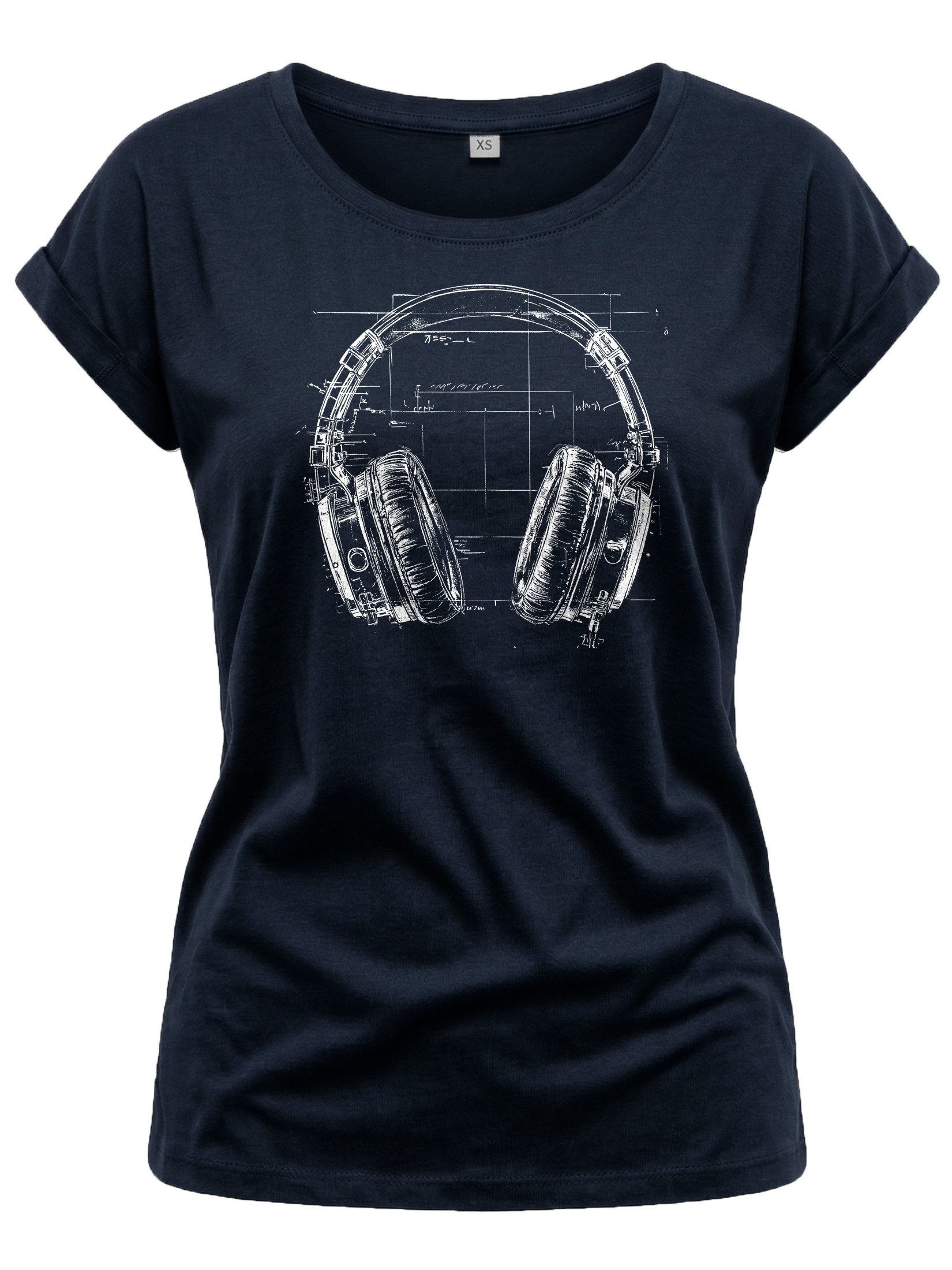 Print-Shirt Damen Kopfhörer Motiv Hipster Musik Top Hip Hop Outfit Cool