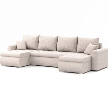 DB-Möbel Ecksofa "LIME" Eckcouch U-Form, Sofa, Couch, mit Schlaffunktion, Bettkasten