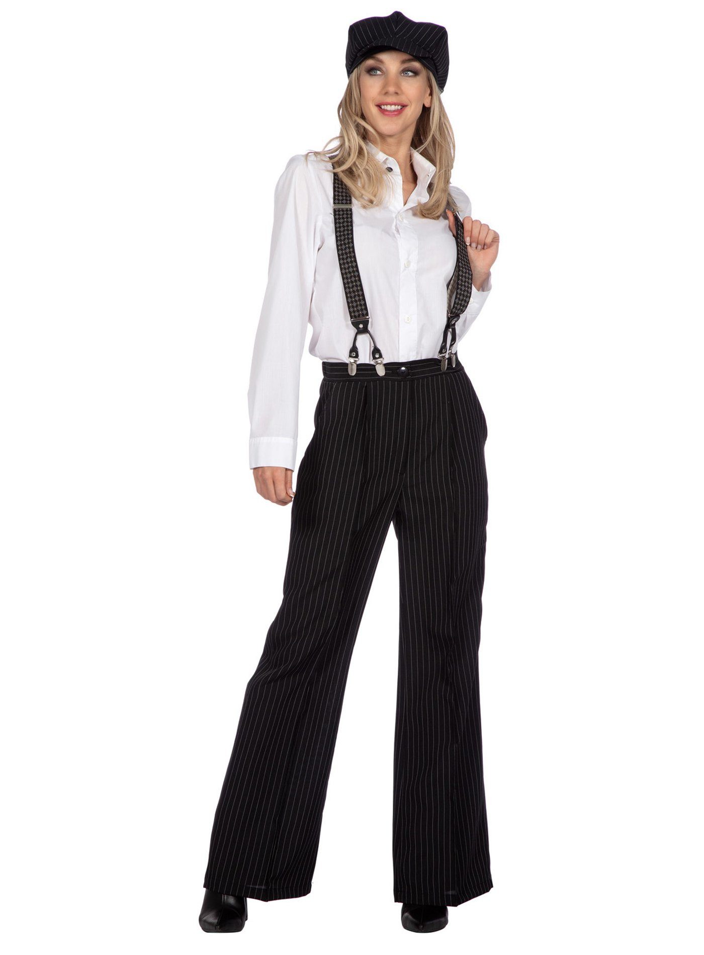 Metamorph Kostüm 20er Jahre Nadelstreifenhose mit Mütze, Damenhose und Schi günstig online kaufen