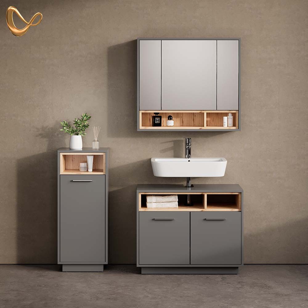 Livinity® Badezimmerspiegelschrank Temo, Anthrazit, 80 x 72 cm günstig online kaufen