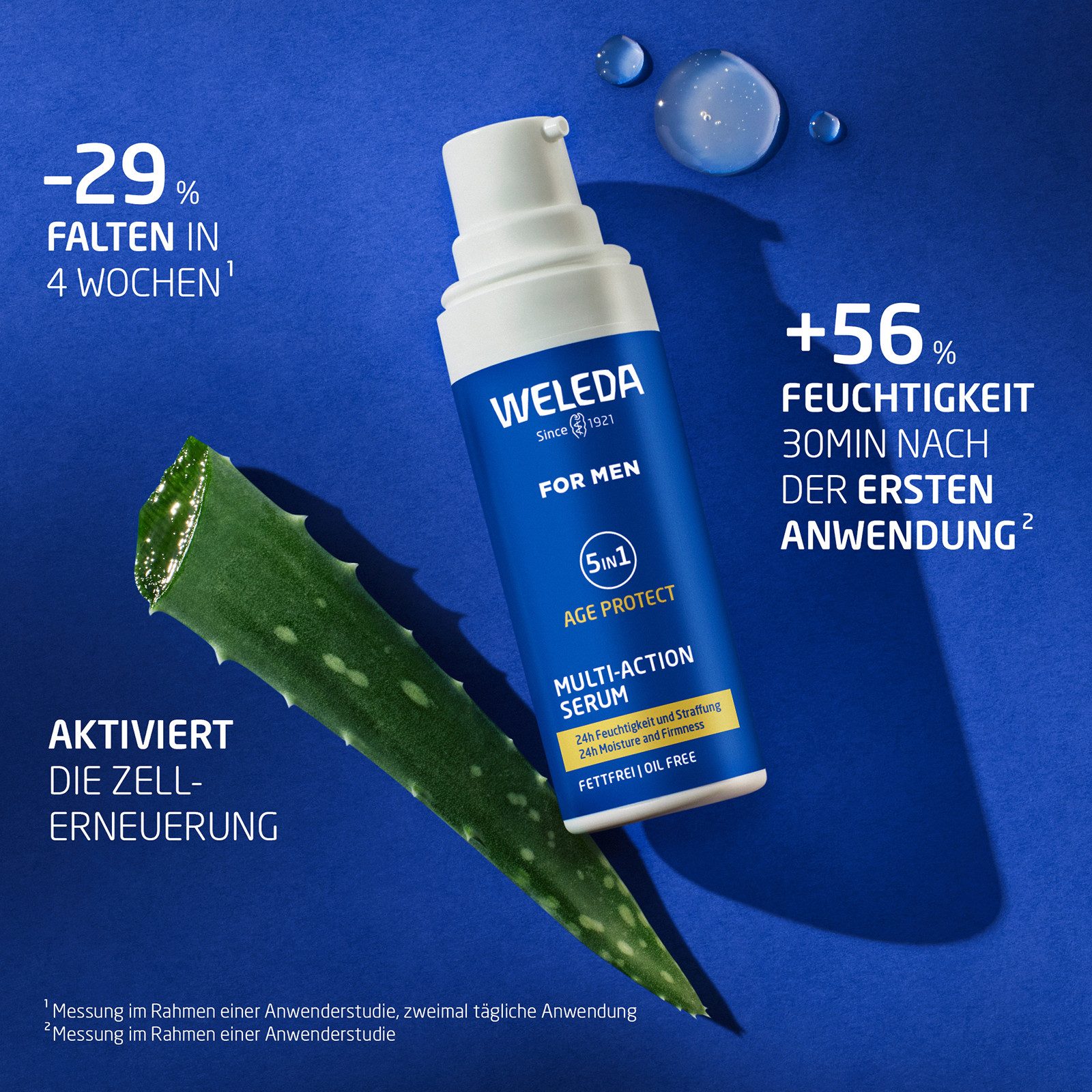 WELEDA Gesichtsserum FOR MEN 5IN1 MULTI-ACTION SERUM, für 24h Feuchtigkeit, mindert Falten & strafft, fettfrei