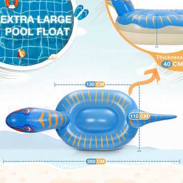 POPOLIC Schwimmtier Super Größe Dinosaurier Luftmatratze, 280×130×110cm, Aufblasbares Dinosaurier Pool Floß, Schwimmen Sommer Spielzeug