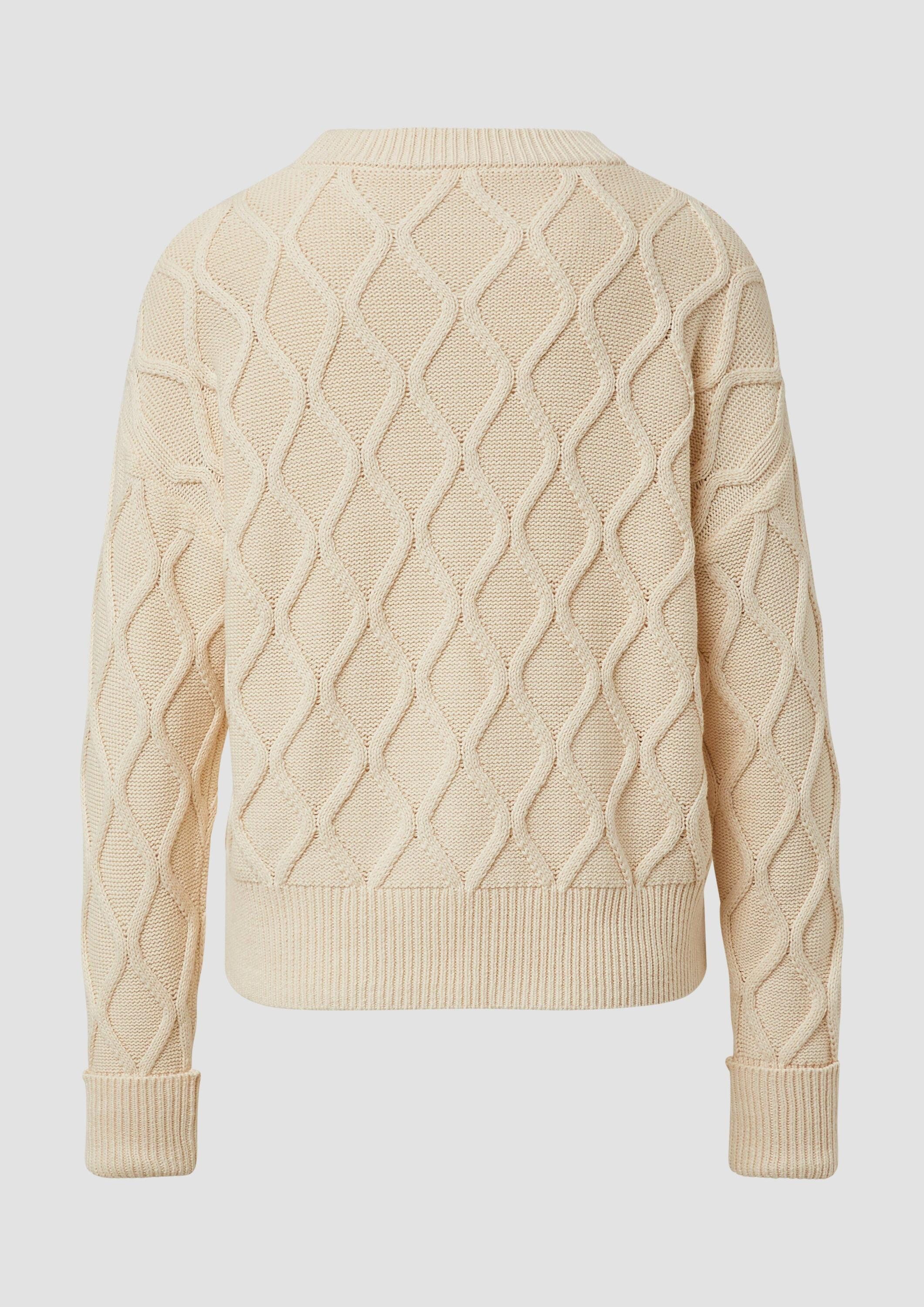 s.Oliver Longpullover Strickpullover Pullover im Relaxed Fit mit Zopfmuster