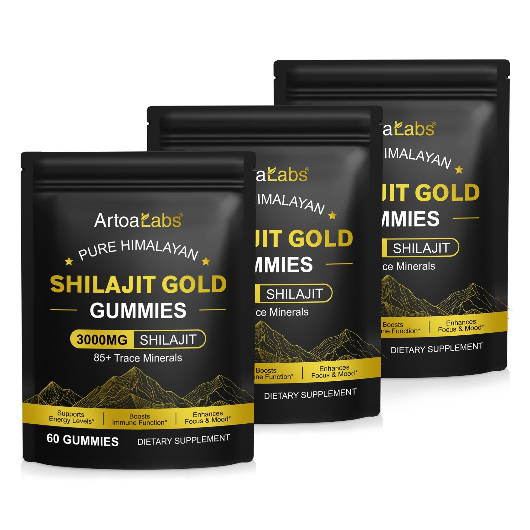 P-Beauty Cosmetic Accessories Himalayan Shilajit Gold Gummies Gummibärchen Fulvosäure 3000mg Gummies, SHILAJIT, Nahrungsergänzungsmittel, Vitamine