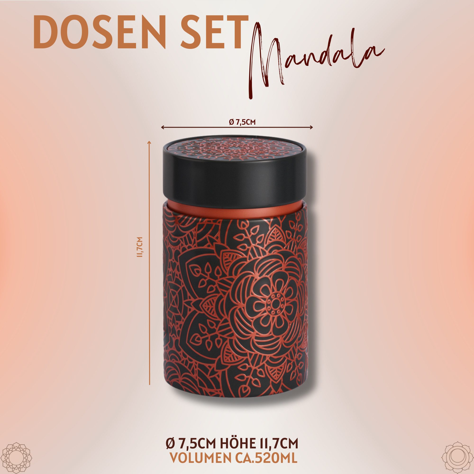 MediMuc Teedose 2er Set Mandala, (Dosen, 2er Set Mandala), Teedose, Gewürzdose, Motivdose, Dosen Set