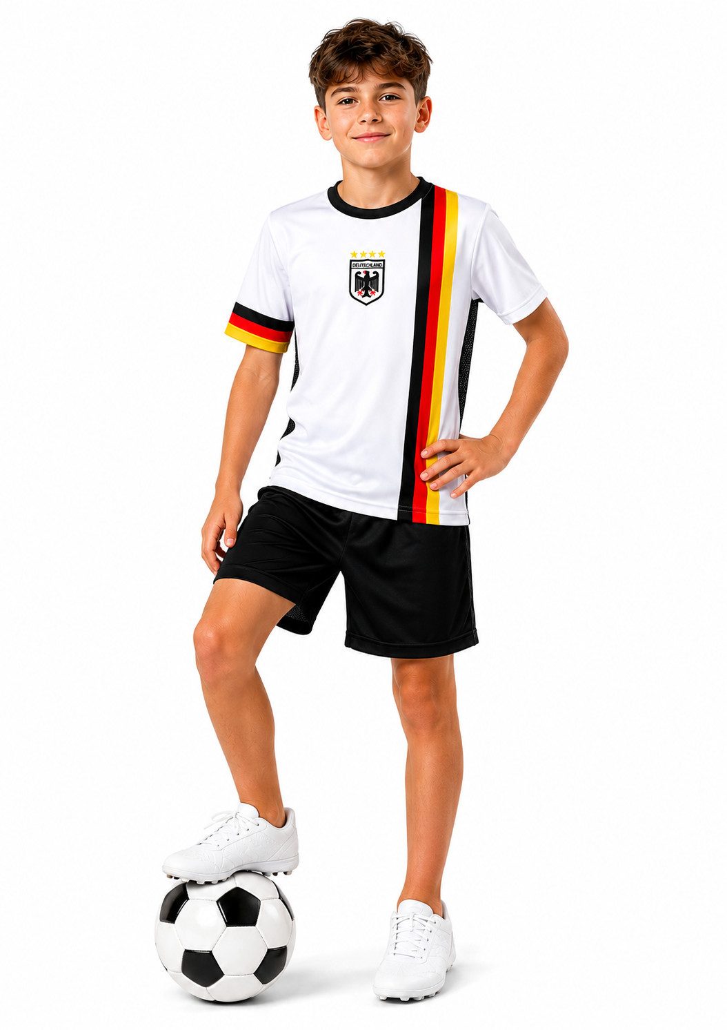 Fashion Boy Fußballtrikot Fussball Fan Set Deutschland Germany Trikot + Shorts, JS112 (Set, T-Shirt + Shorts)