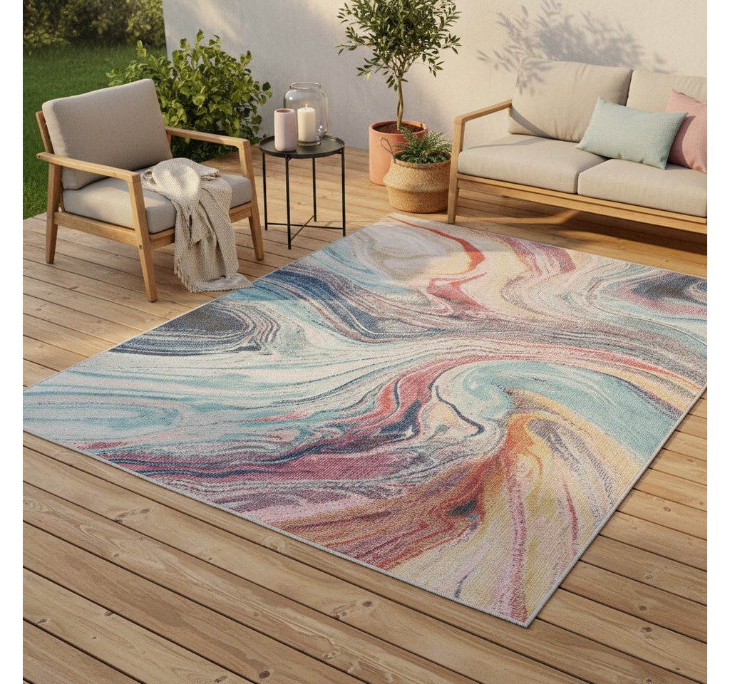 Pergamon Outdoorteppich Indoor Outdoor Teppich Lagos Vintage, Rechteckig, Höhe: 4 mm