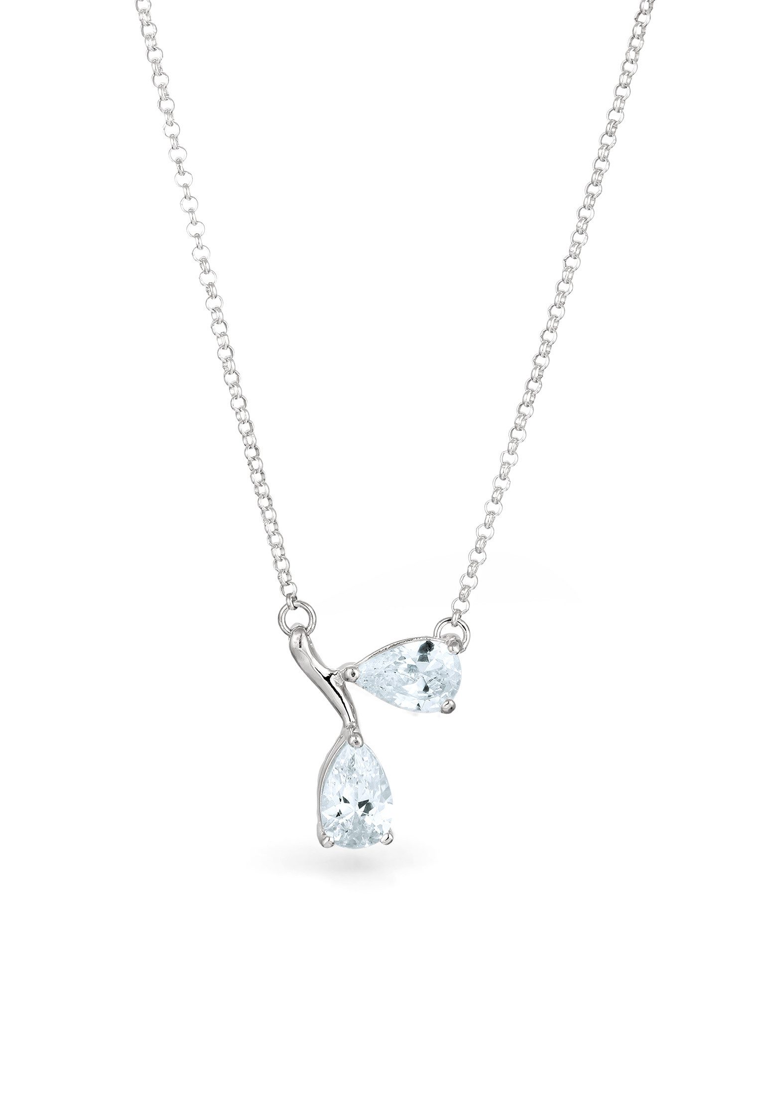 Kette mit Anhänger Zirkonia Tropfen Weiß 925 Sterling Silber