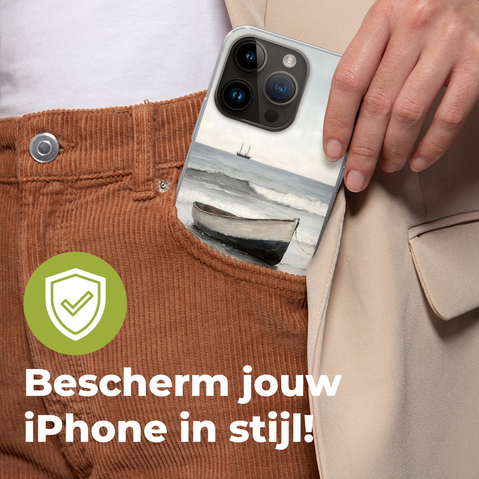 MuchoWow Handyhülle für Apple iPhone 14 Pro Ruderboot - Meer - Horizont, Smartphone-Bumper, Print, Handy Schutzhülle Dünn