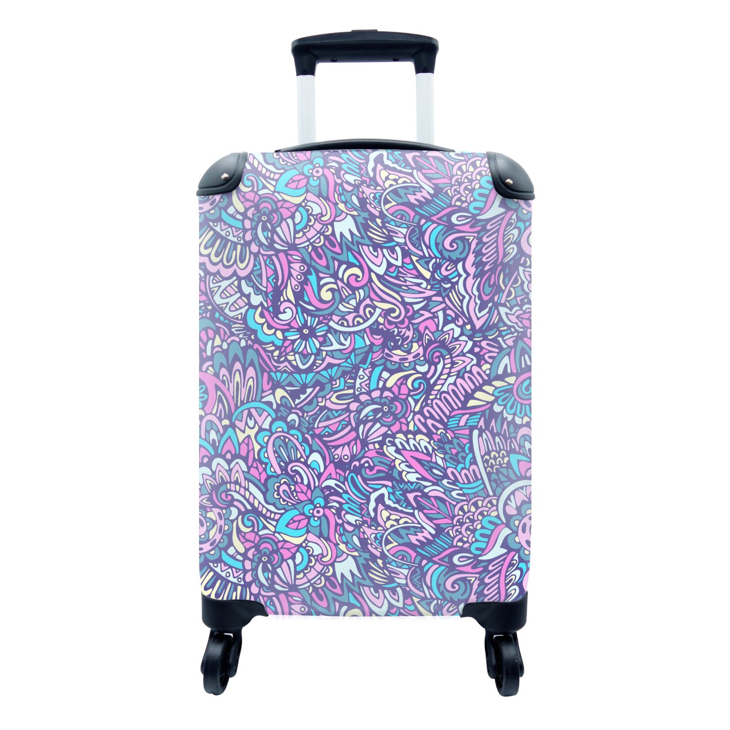 - Paisley Handgepäck Ferien, MuchoWow mit Reisekoffer Rollen, 4 Reisetasche Trolley, - Vintage Handgepäckkoffer - - Rosa für rollen, Blau Muster,