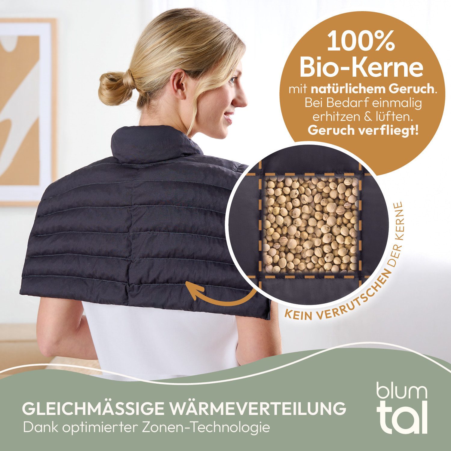 Blumtal Kirschkernkissen Nacken Schulter gegen Nackenschmerzen für die Mikrowelle – Bild 3 von 5