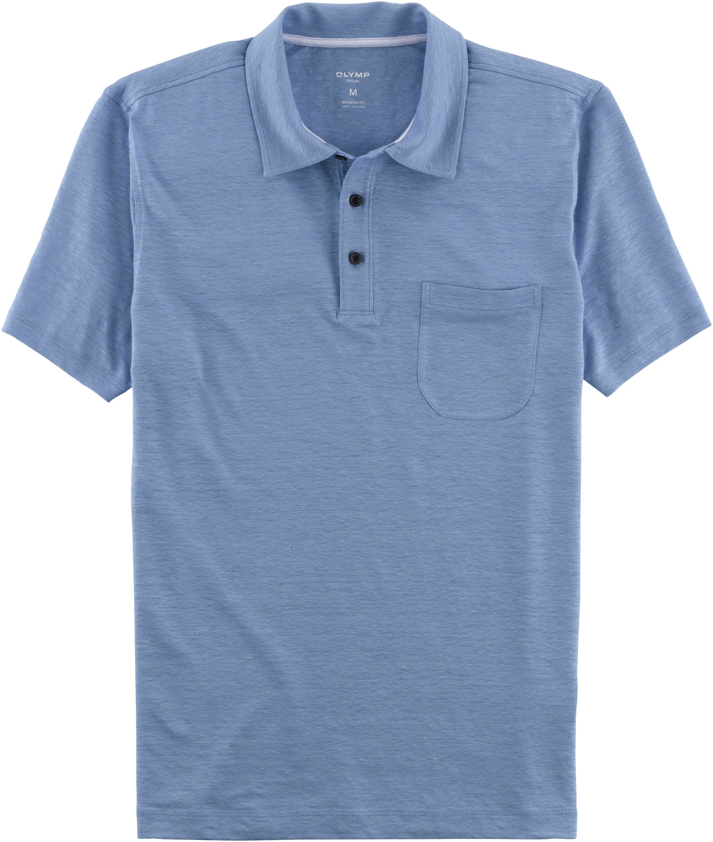 OLYMP Poloshirt im Hemden-Look mit Leinen in sommerlicher Casual-Optik ozon