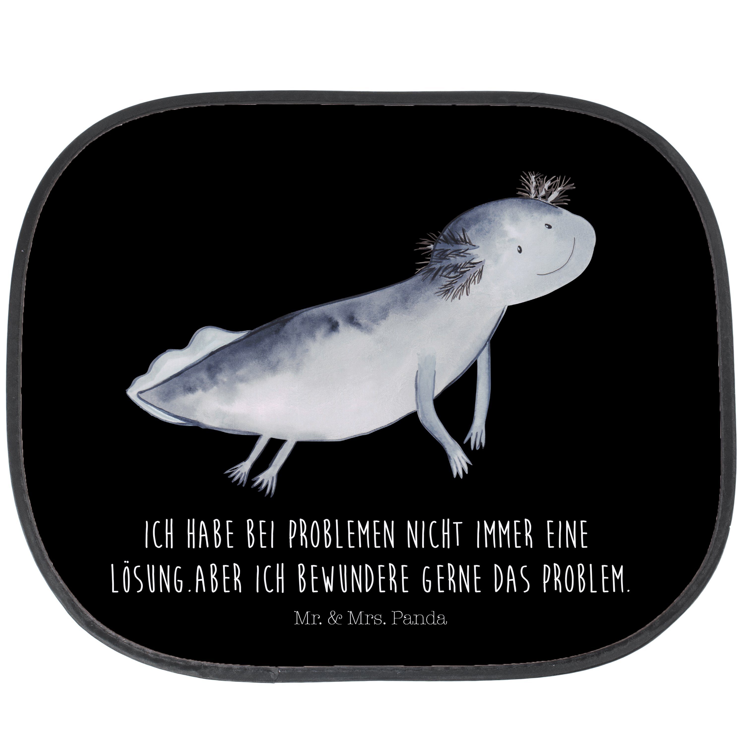 Sonnenschutz Axolotl schwimmt - Schwarz - Geschenk, Sonnenblende, Sonnenschutz Bab, Mr. & Mrs. Panda, Seidenmatt | Fensterfolien