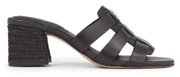 Tommy Hilfiger BLOCK MID HEEL LEATHER SANDAL Pantolette, Blockabsatz, Sommerschuh, Schlappen mit geflochtener Bandage