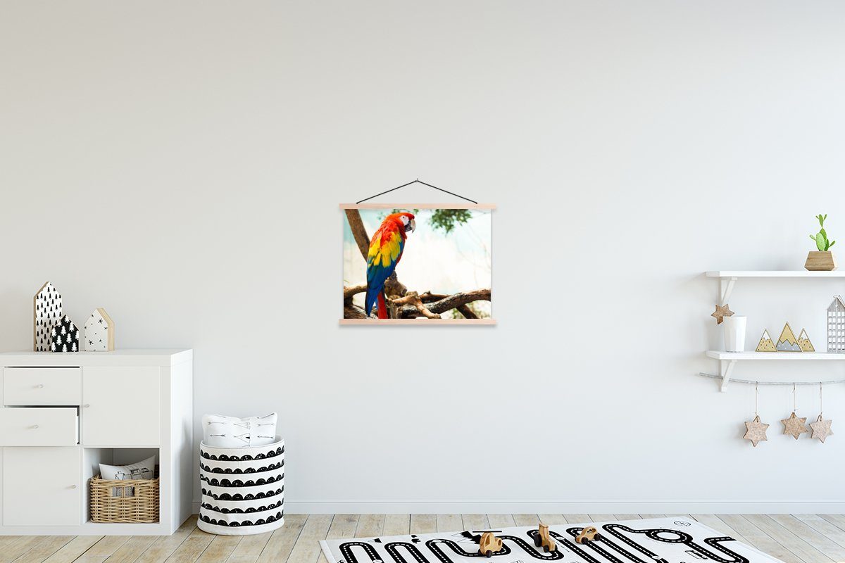 MuchoWow Poster Papagei - Vogel - Regenbogen - Tropisch, (1 St), Posterleiste, Textilposter für Wohnzimmer, Bilderleiste, Magnetisch