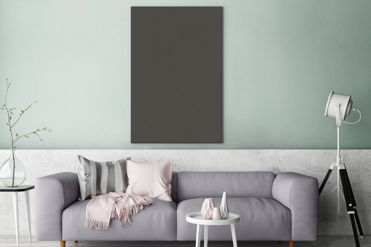 OneMillionCanvasses® Leinwandbild Grau - Farben - Einfarbig, Fotodruck (1 St), Bilder groß Wohnzimmer Schlafzimmer 80x120 cm