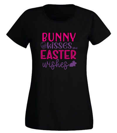 G-graphics T-Shirt Damen T-Shirt - Bunny Kisses – Easter Wishes mit trendigem Frontprint, Slim-fit, Aufdruck auf der Vorderseite, Spruch/Sprüche/Print/Motiv, für jung & alt