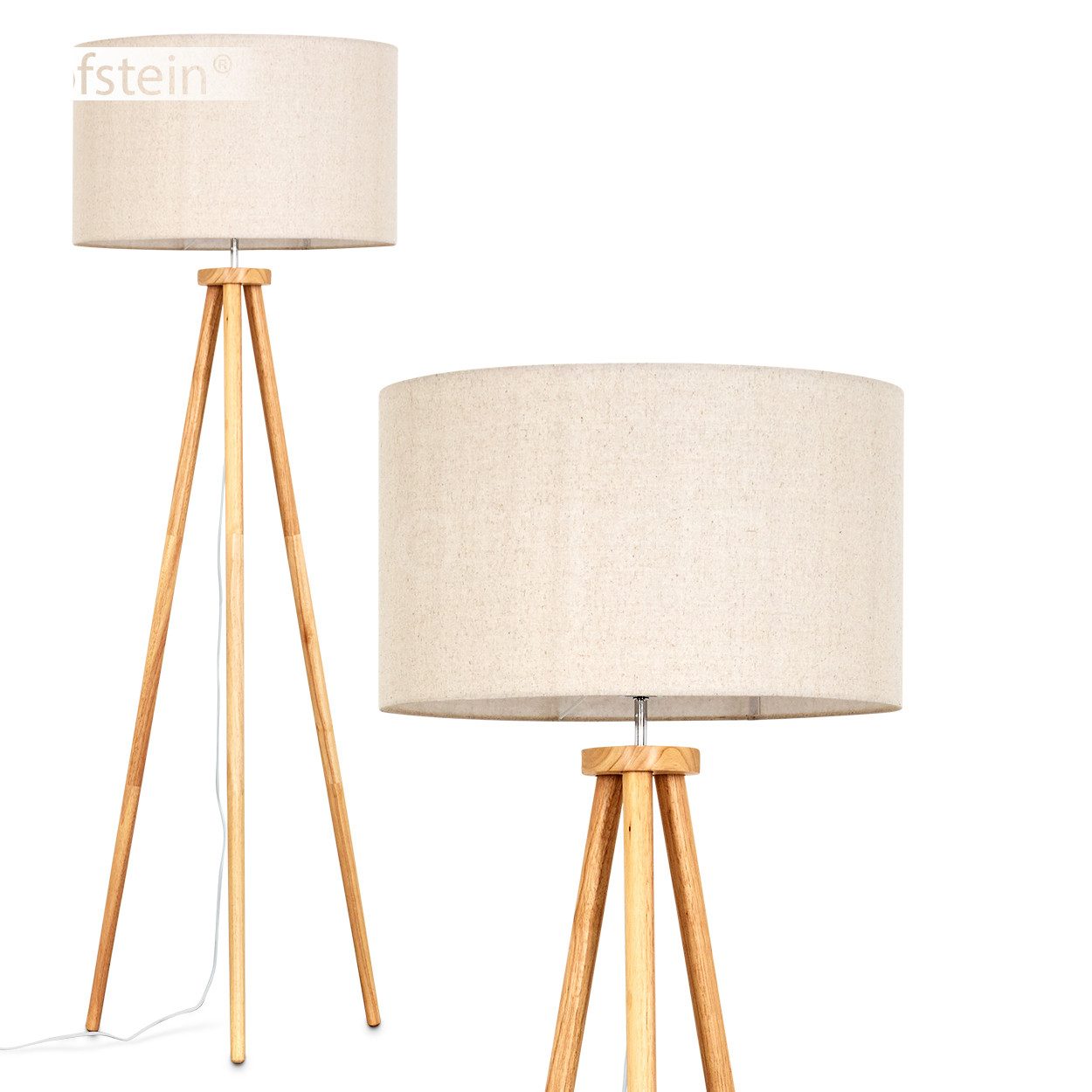 hofstein Stehlampe Stehlampe aus Holz/Stoff in Naturfarben/Weiß/Beige, ohne günstig online kaufen