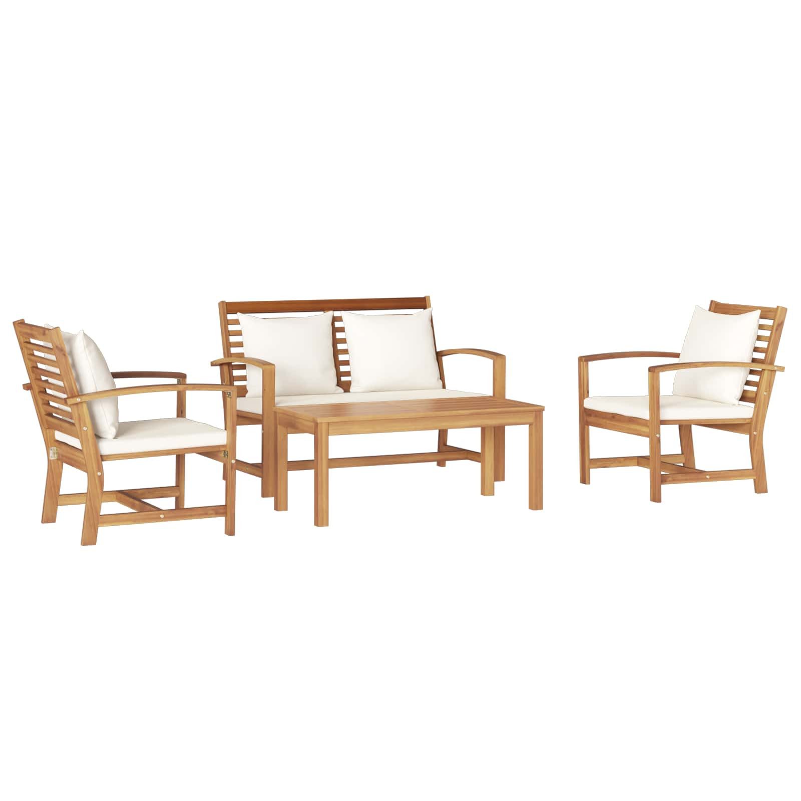 vidaXL Gartenlounge-Set Gartensofa-set 4 pcs Natur Massivholz, (4-tlg)